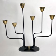 Midcentury Modern Brass 6 Arm Candlestick, Sweden Gunnar Ander for Ystad-Metall