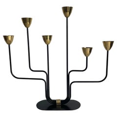Candelabro de latón de 6 brazos moderno de mediados de siglo, Suecia Gunnar Ander para Ystad-Metall
