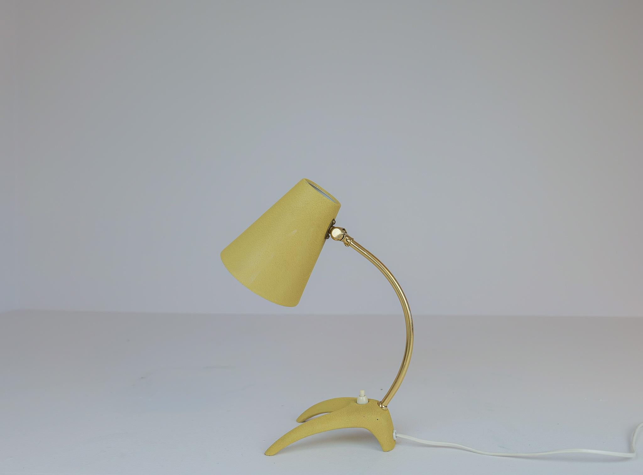 Midcentury Modern Brass and Metal Table Lamp Ewå, Sweden, 1950s 4