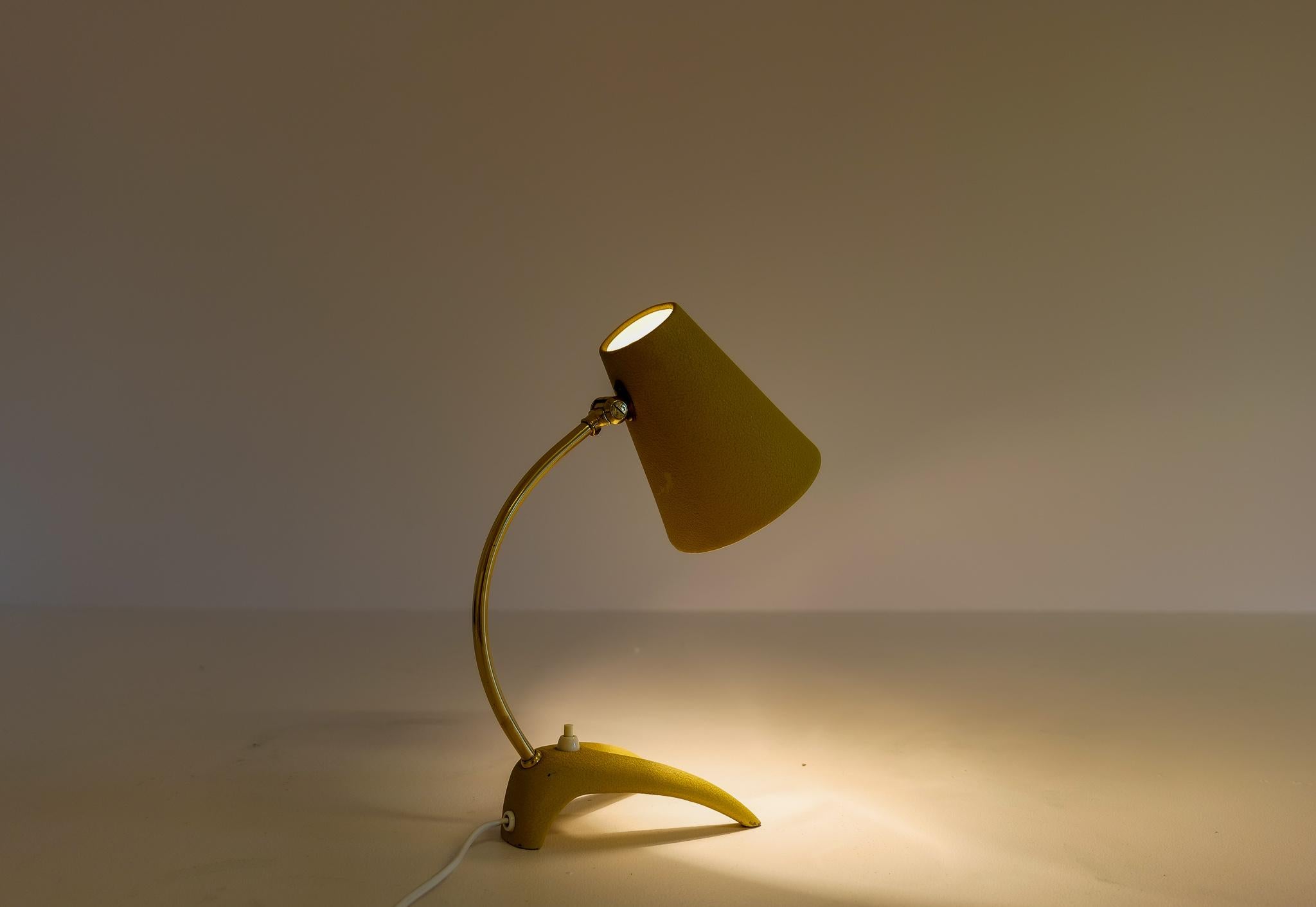 Mid-Century Modern Midcentury Modern Brass and Metal Table Lamp Ewå, Sweden, 1950s