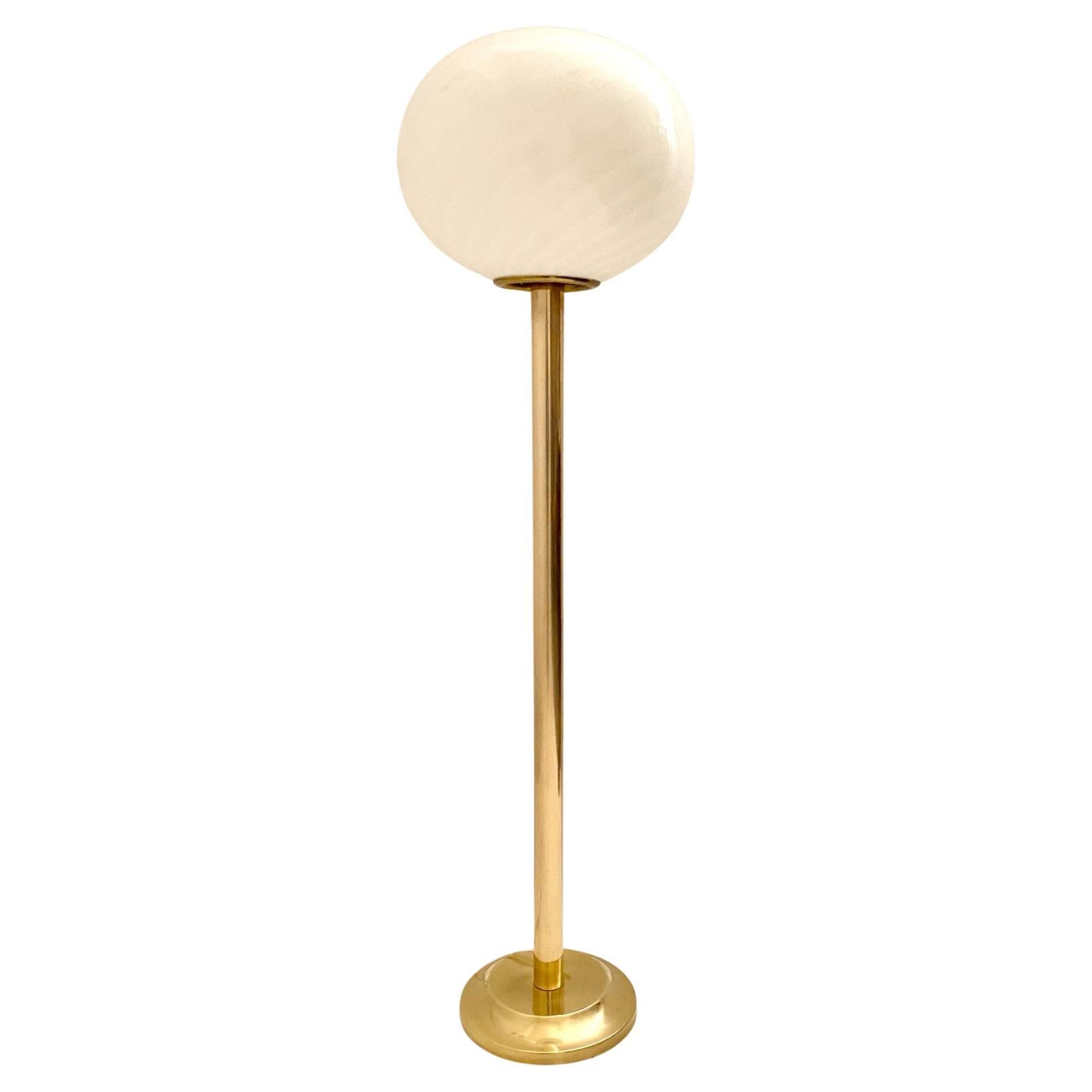 Midcentury Modern Brass and  Glass Floor Lamp, Italy 1960s