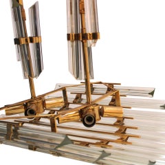 Midcentury Modern Brass and Murano Glass Ceiling Lamp by Rafaél Tormo 1970