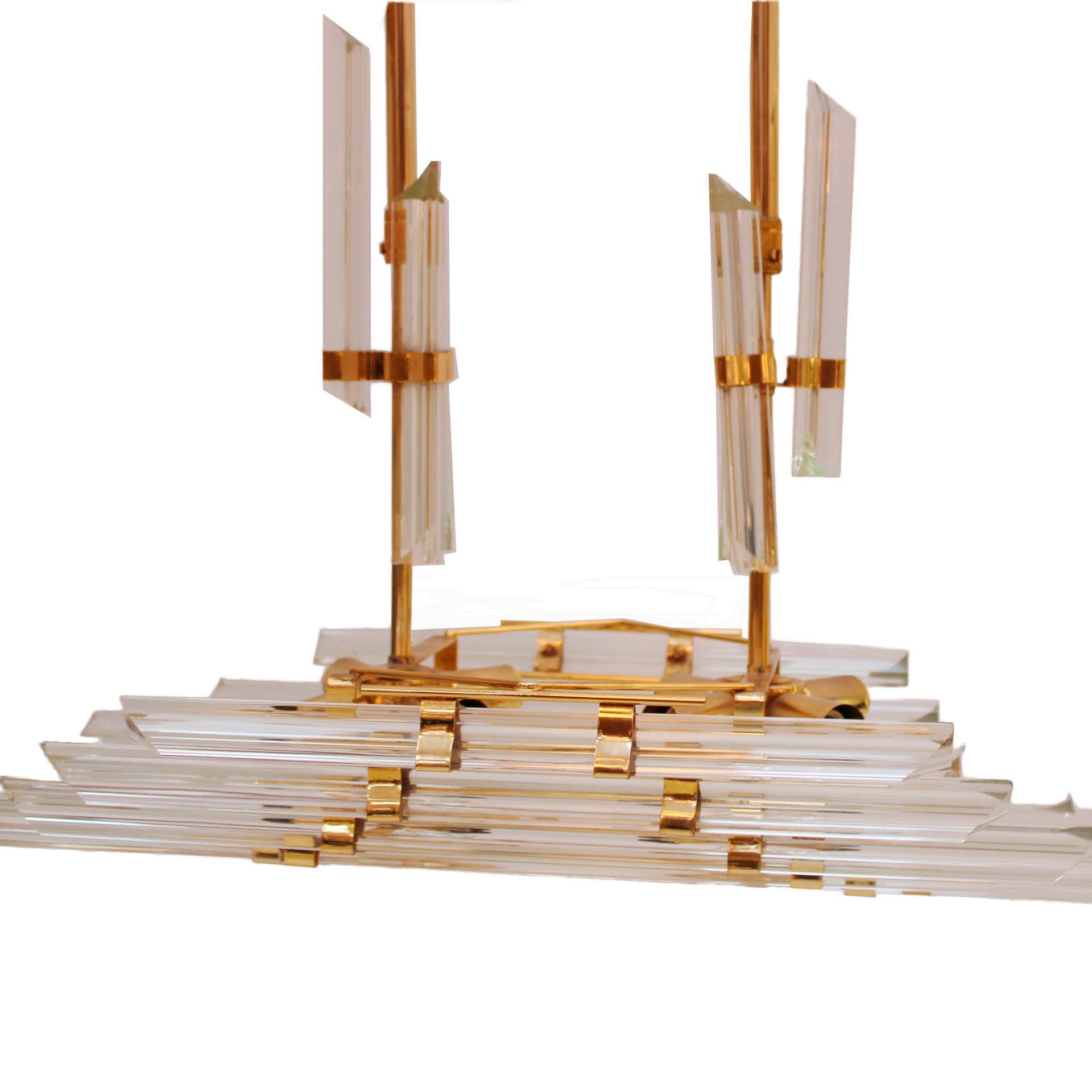 Midcentury Modern Brass and Murano Glass Ceiling Lamp by Rafaél Tormo 1970 In Good Condition For Sale In Madrid, ES