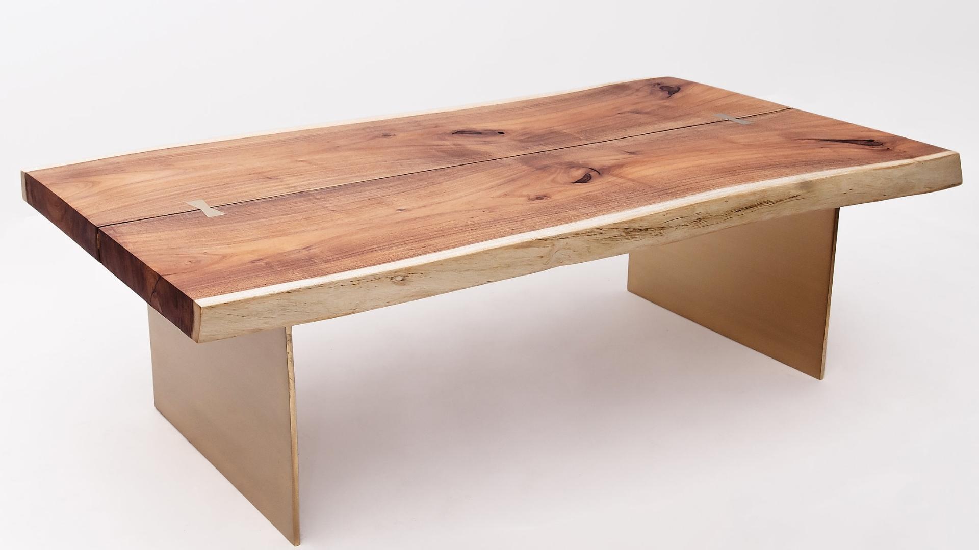 Scandinave moderne Table Mesquite « héritage » en laiton et Sonoran moderne du milieu du siècle avec papillon en laiton en vente