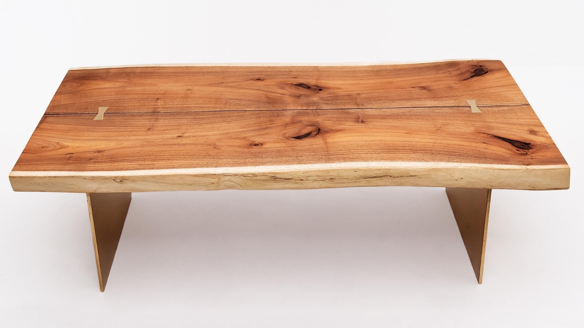 Américain Table Mesquite « héritage » en laiton et Sonoran moderne du milieu du siècle avec papillon en laiton en vente