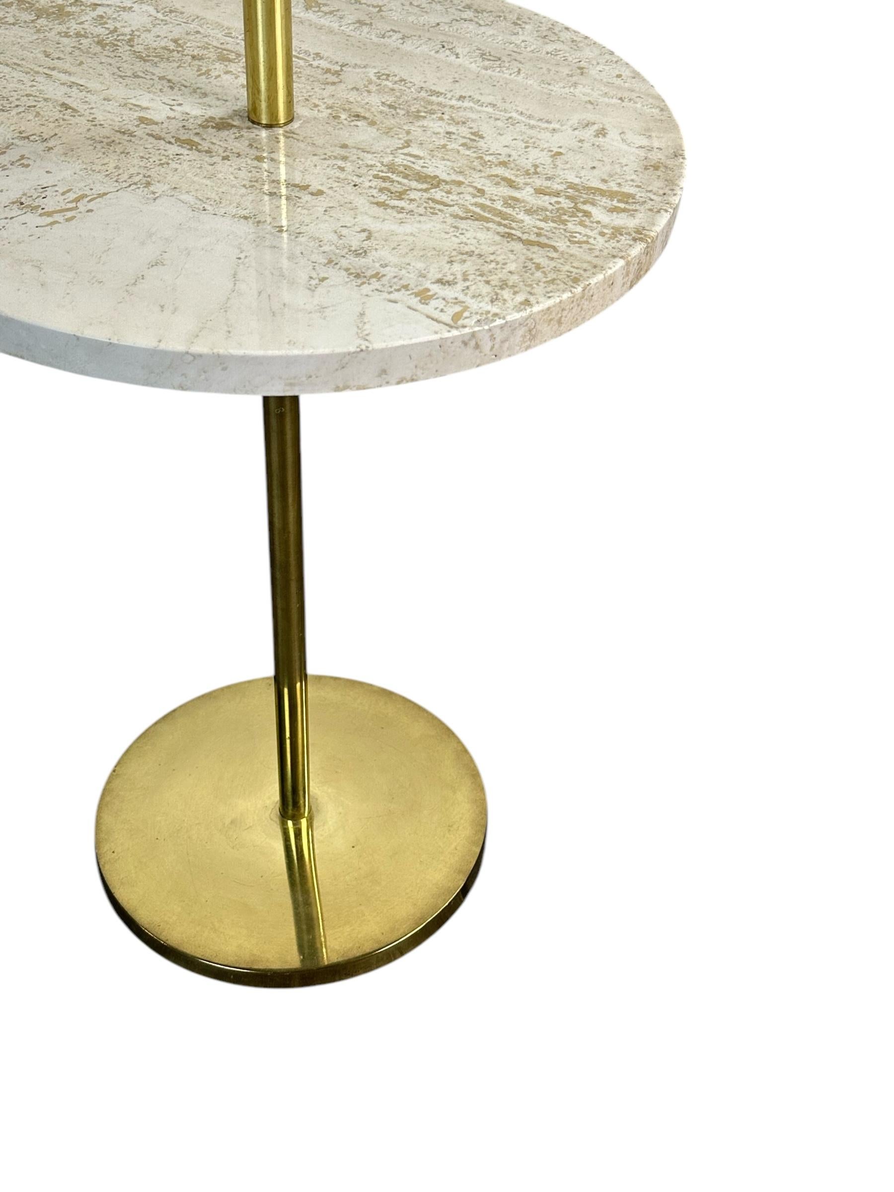 Midcentury Modern Brass and Travertine Floor Lamp w/ Tray Table Laurel Lamp Co For Sale 5