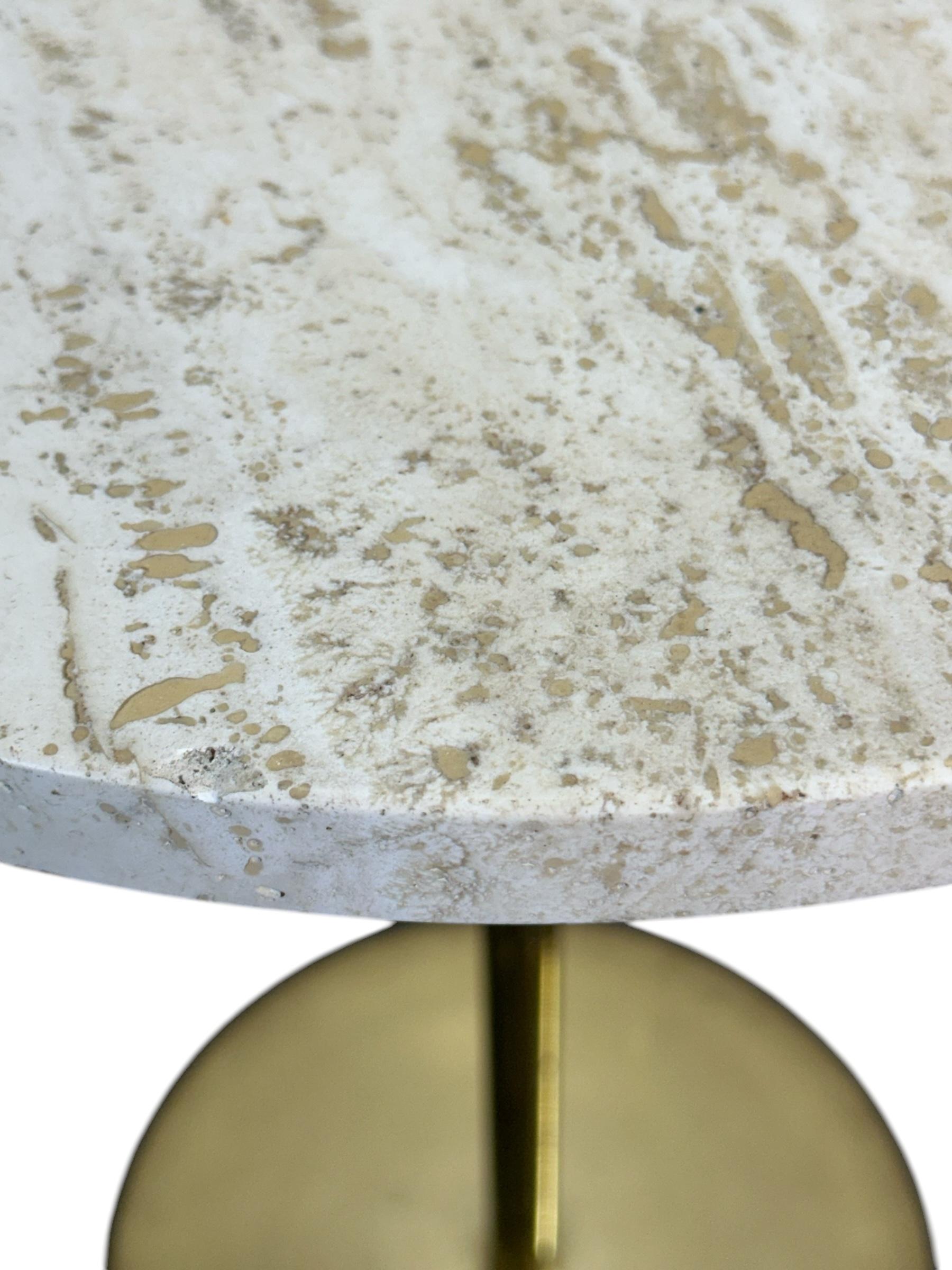 Midcentury Modern Brass and Travertine Floor Lamp w/ Tray Table Laurel Lamp Co For Sale 2