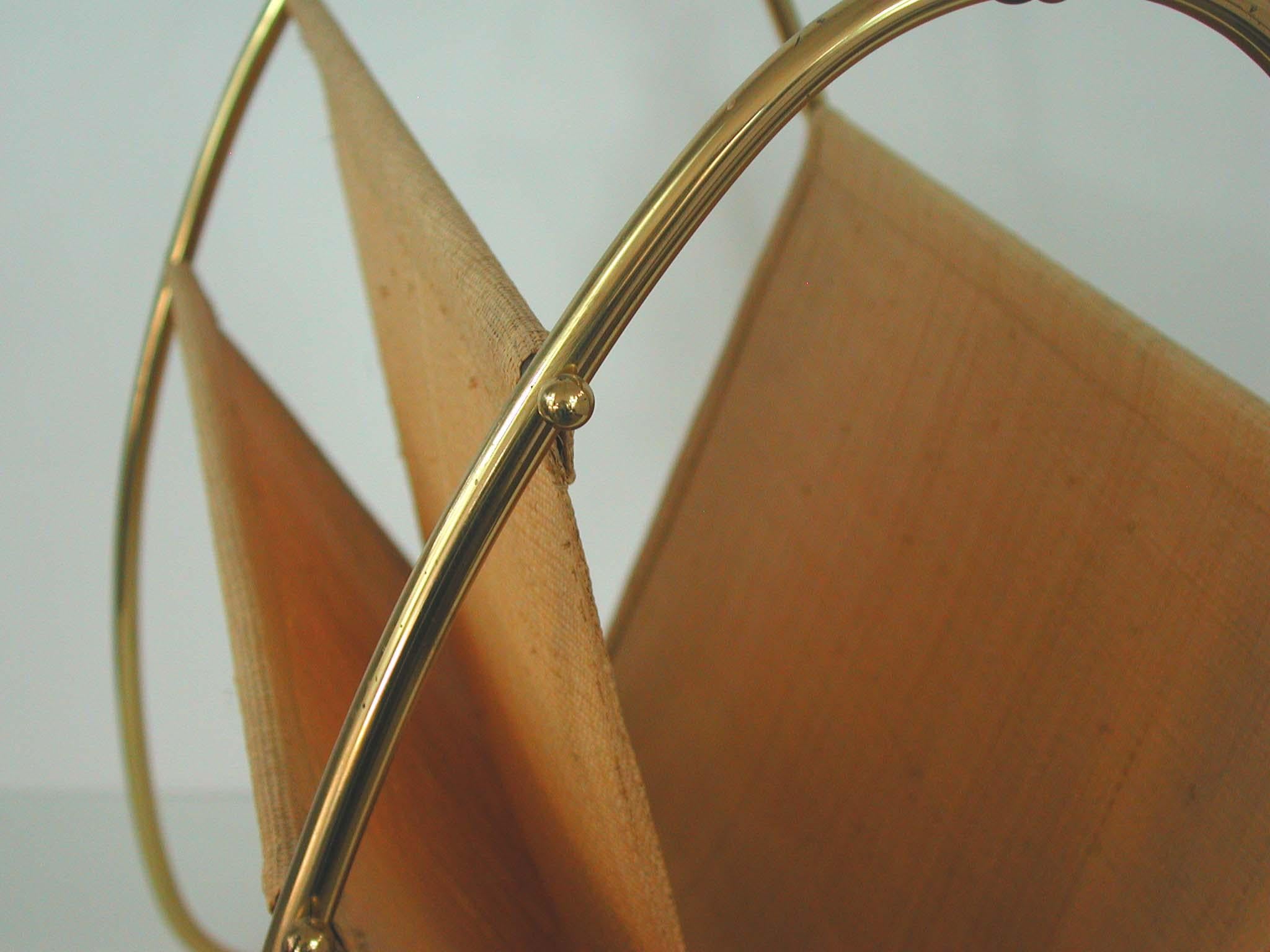 Midcentury Modern Brass and Bamboo Magazine Rack, Austria 1950s 4