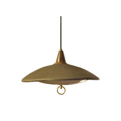 Mid-Century Modern Brass Ceiling Lamp Adjustable in Height, France, 1950