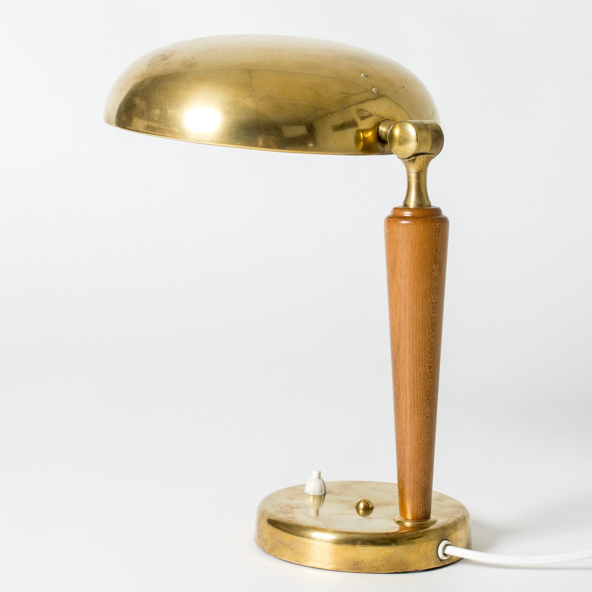 Swedish Mid-Century Modern Brass Desk Lamp, Sweden, 1950s For Sale