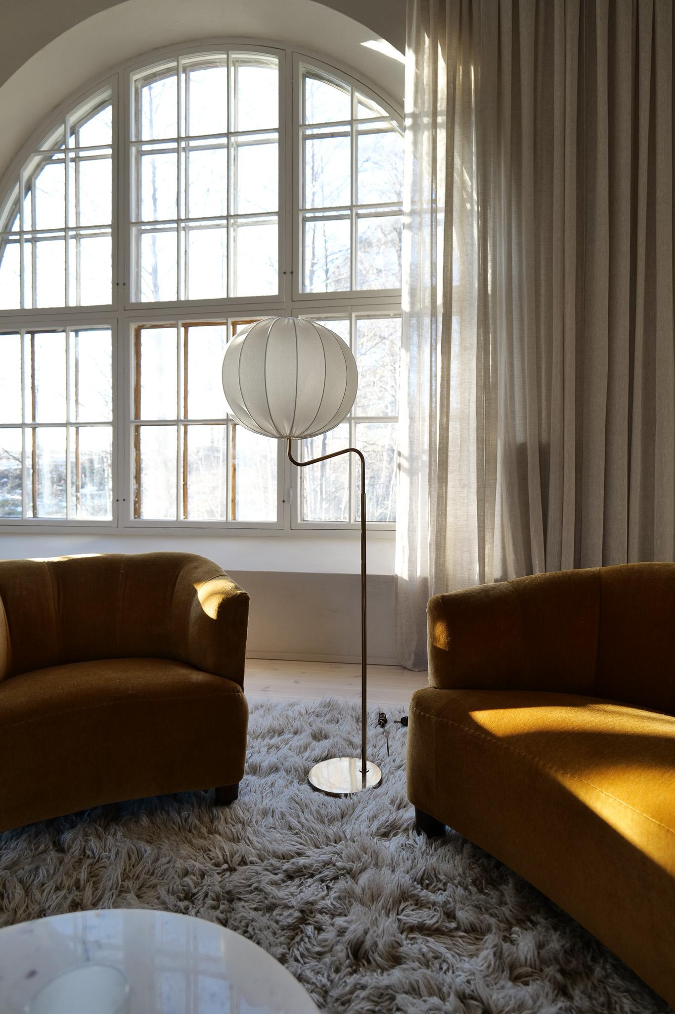 Swedish Midcentury Modern Brass Floor Lamp Bergboms GX-145 , Sweden, 1970s For Sale
