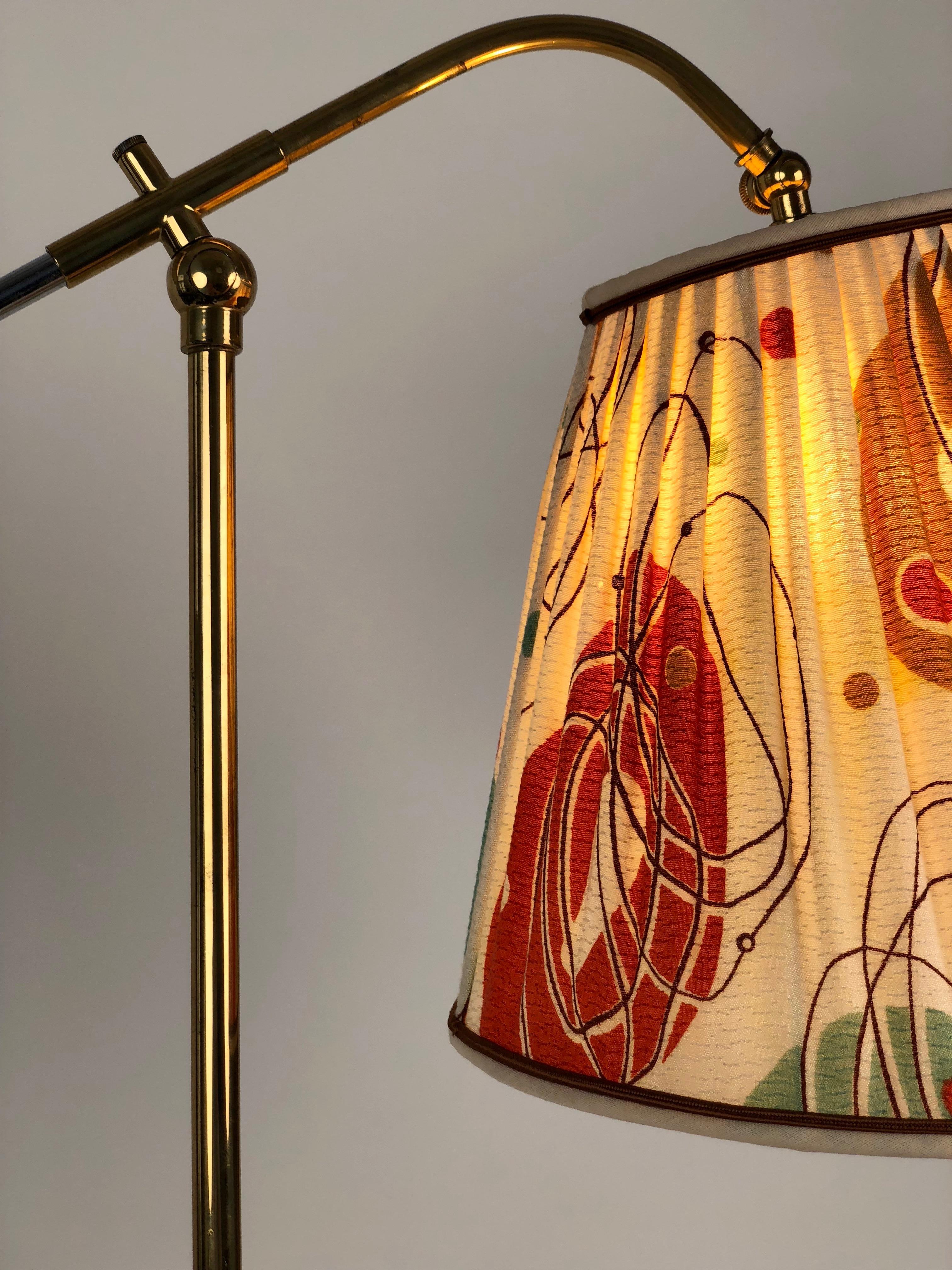 Mid-Century Modern Brass Floor Lamp, Produced by Rupert Nikoll, Austria, 1950s For Sale 8