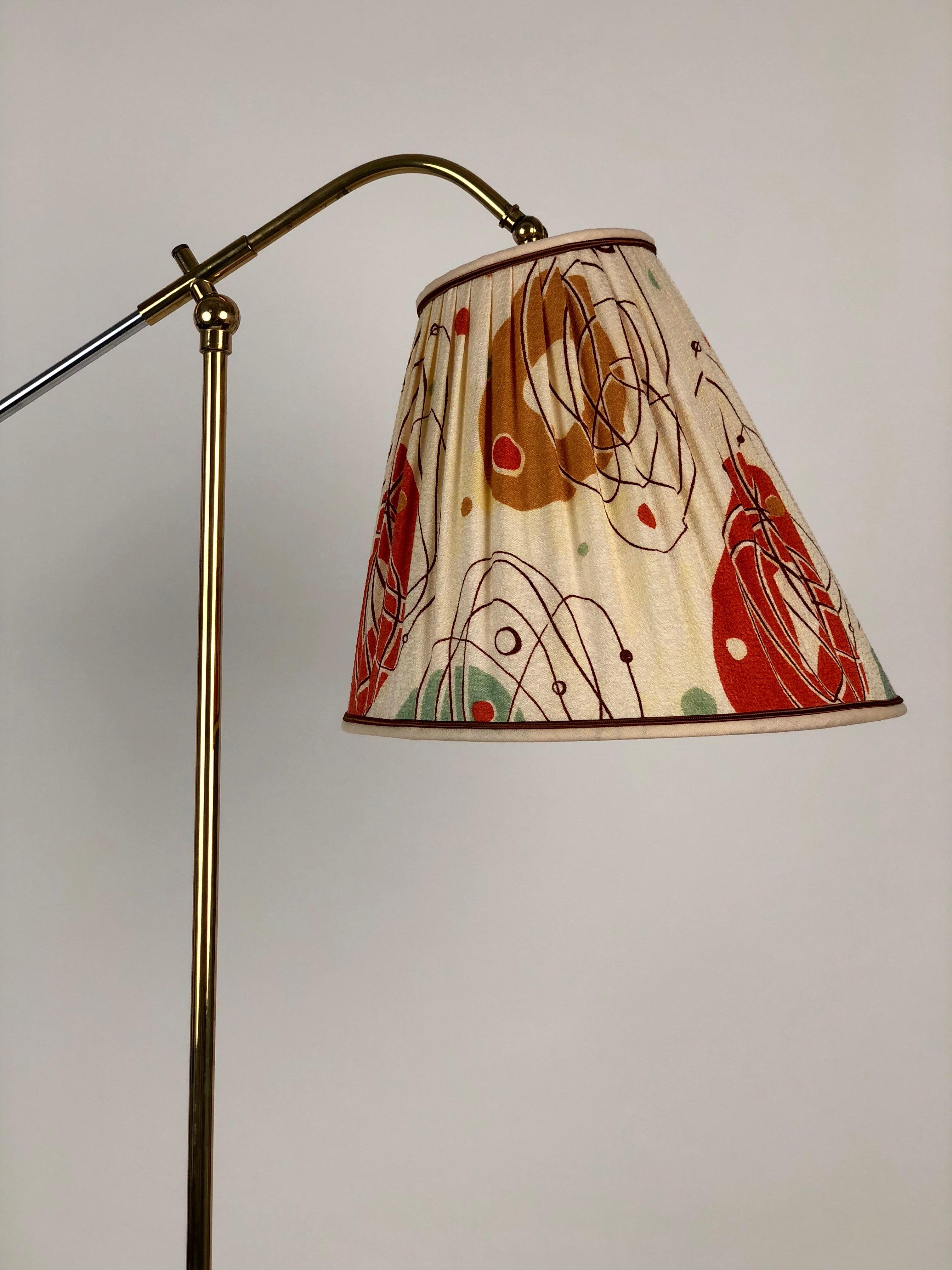 Lacquered Mid-Century Modern Brass Floor Lamp, Produced by Rupert Nikoll, Austria, 1950s For Sale