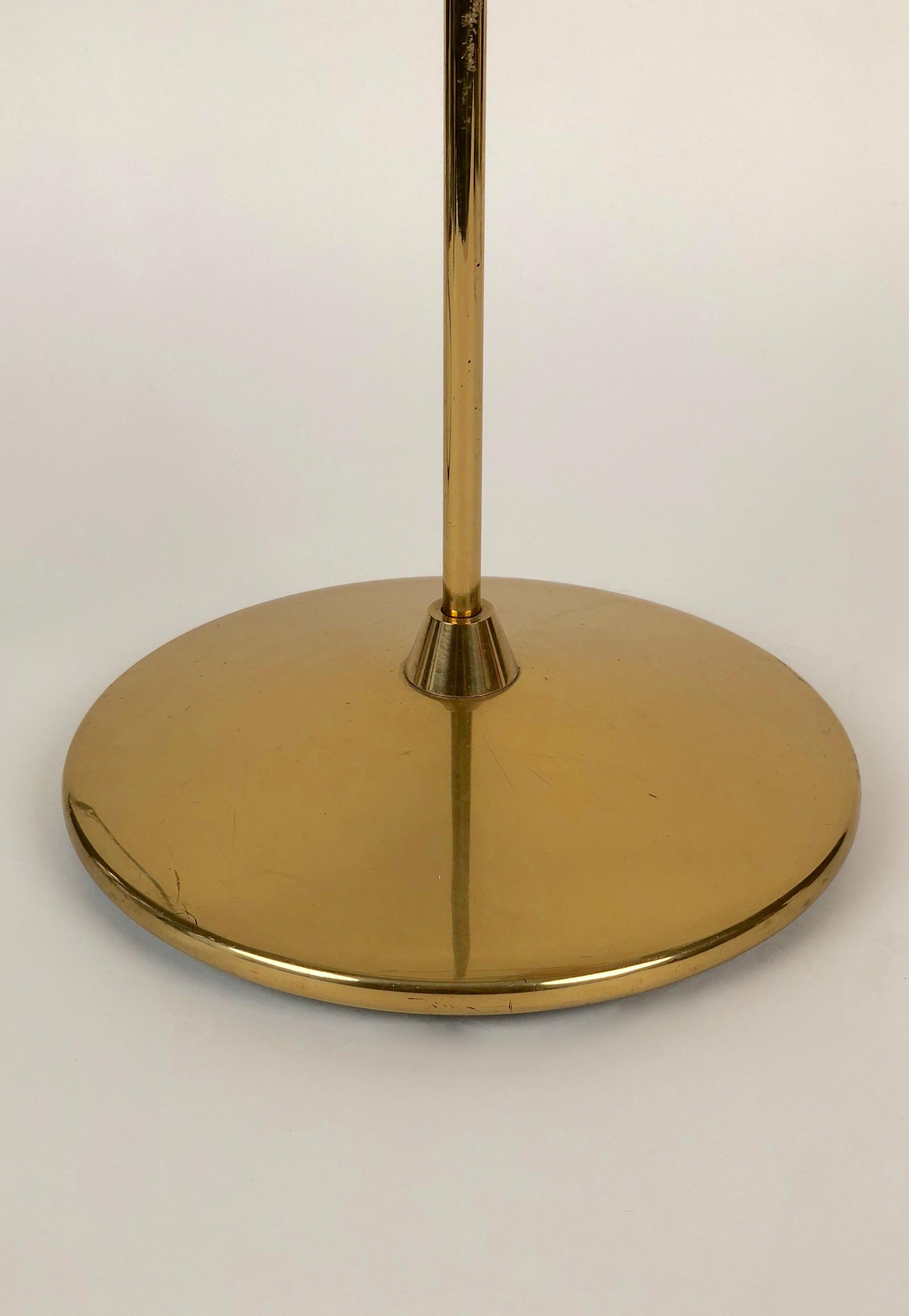 Textile Mid-Century Modern Brass Floor Lamp, Produced by Rupert Nikoll, Austria, 1950s For Sale