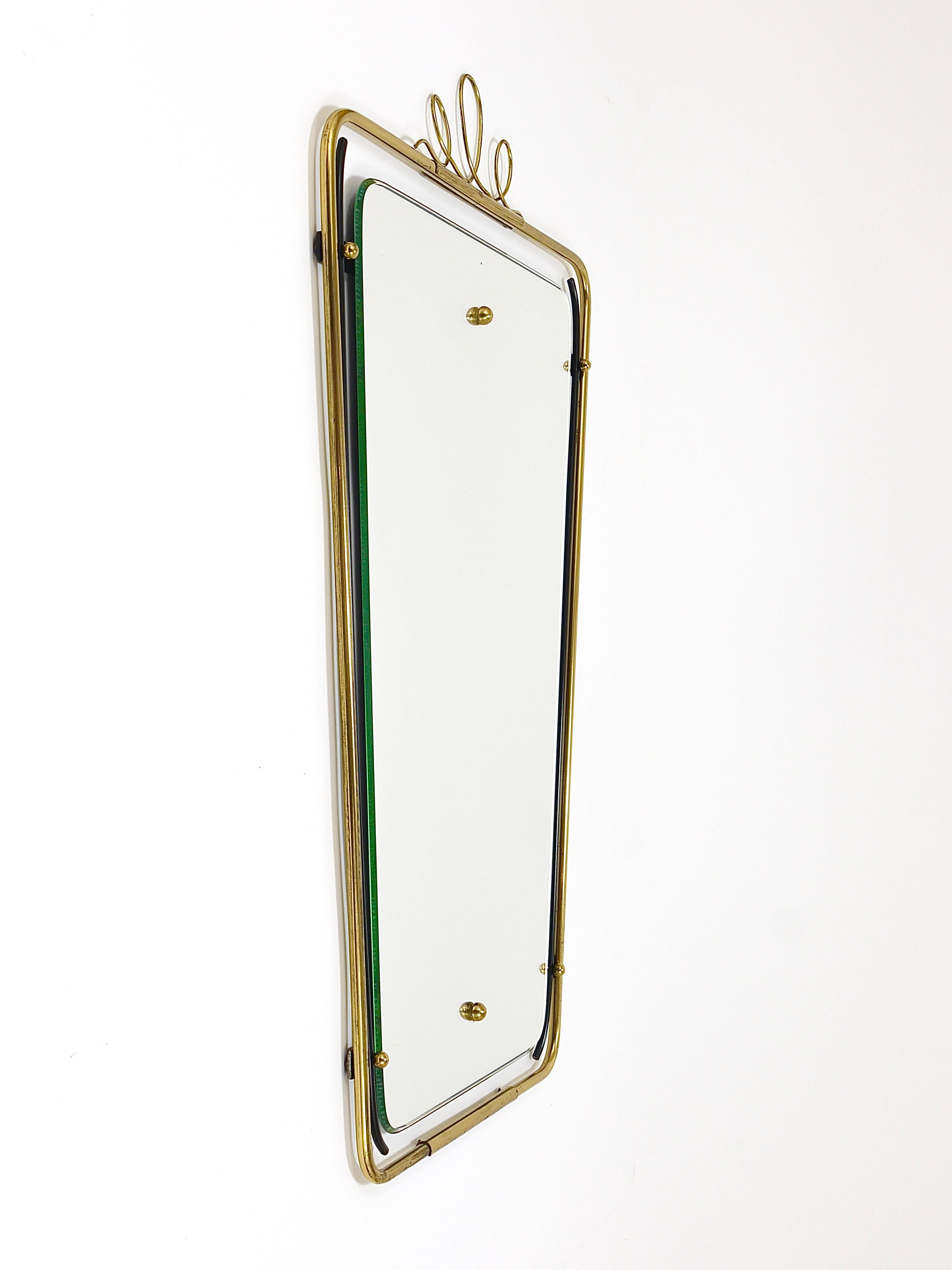 Midcentury Modern Brass Loops Wire Wall mirror, Italy, 1950s For Sale 5