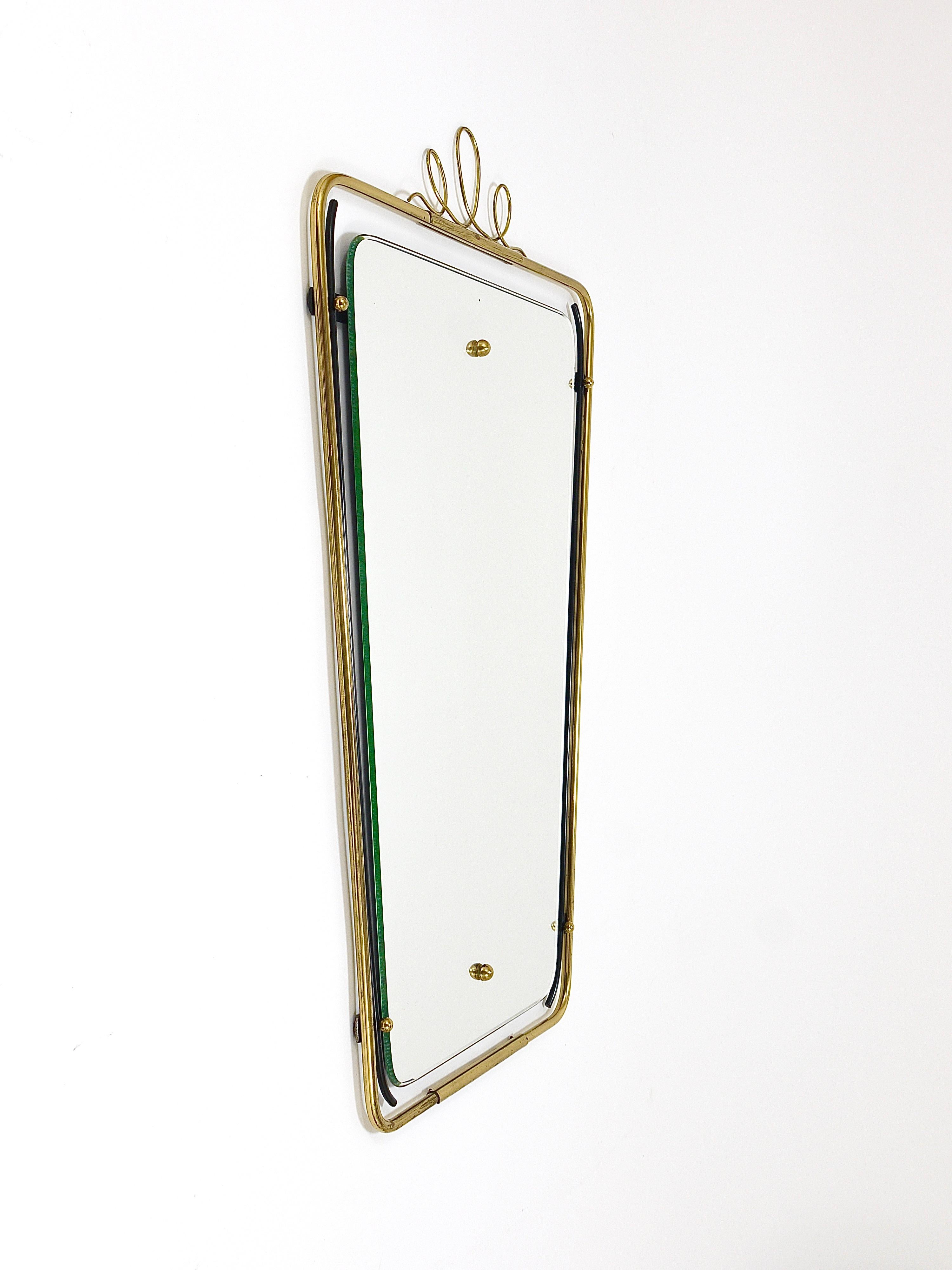 Midcentury Modern Brass Loops Wire Wall mirror, Italy, 1950s For Sale 7