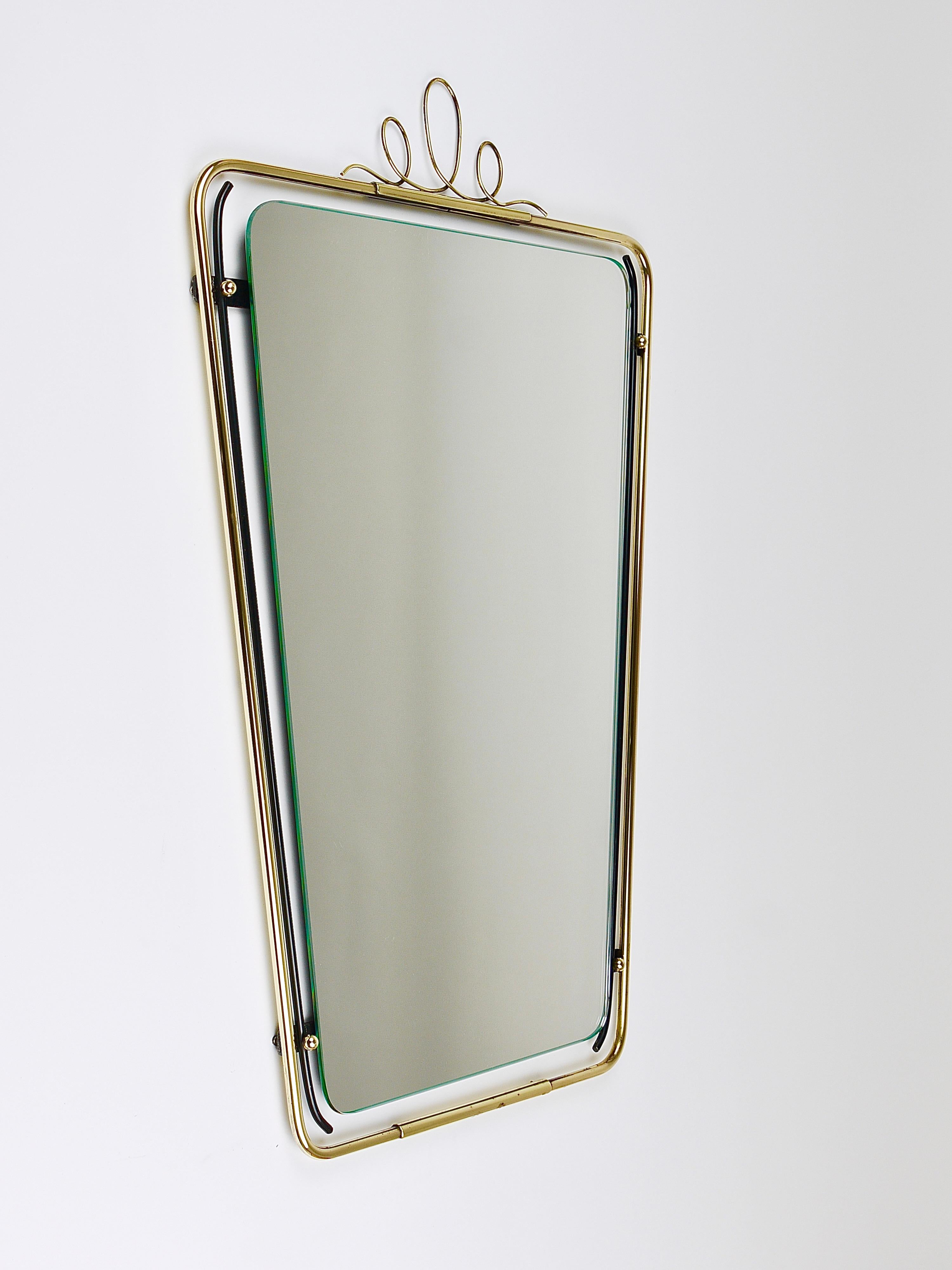 Midcentury Modern Brass Loops Wire Wall mirror, Italy, 1950s For Sale 6
