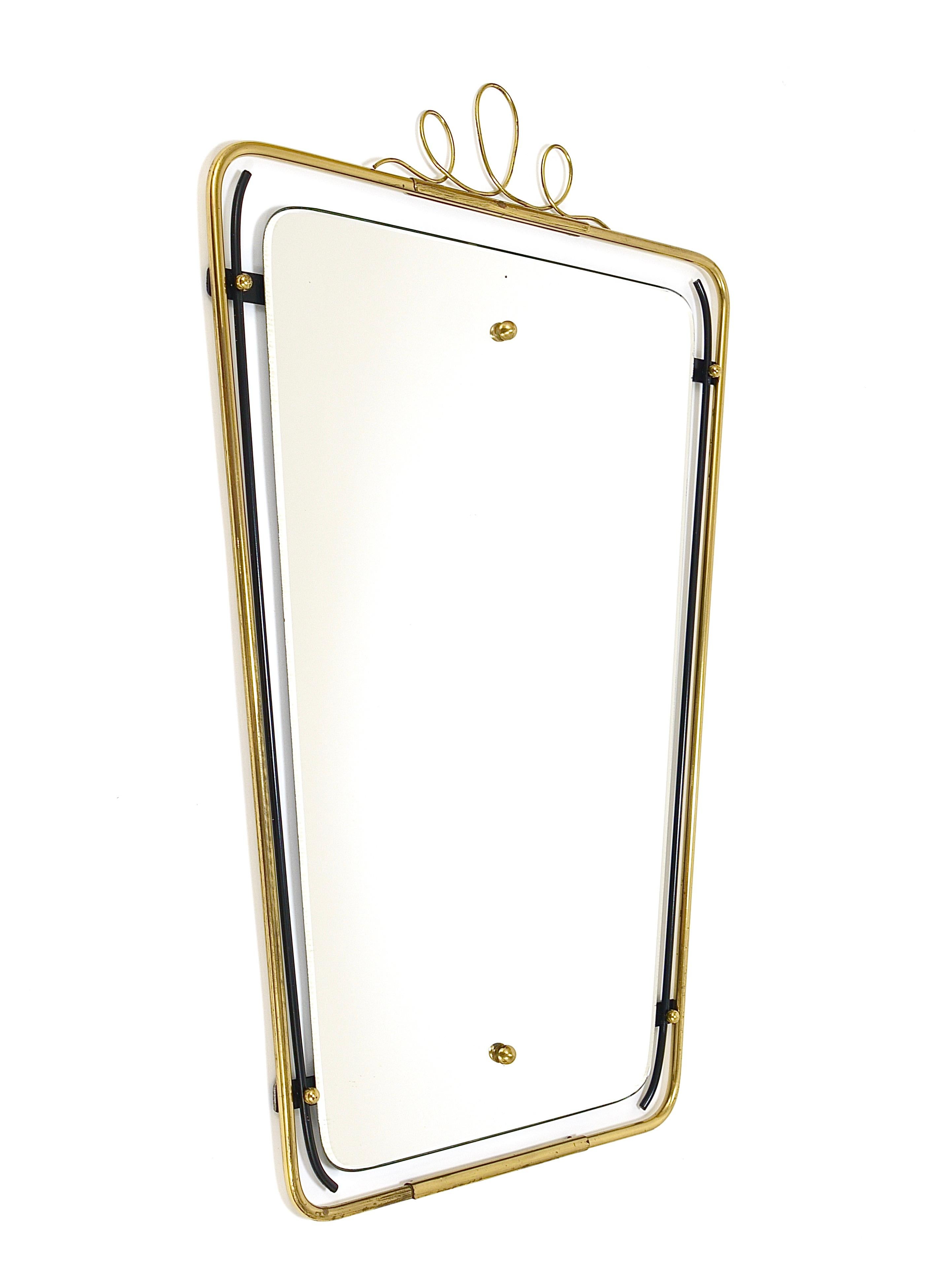 Midcentury Modern Brass Loops Wire Wall mirror, Italy, 1950s For Sale 8