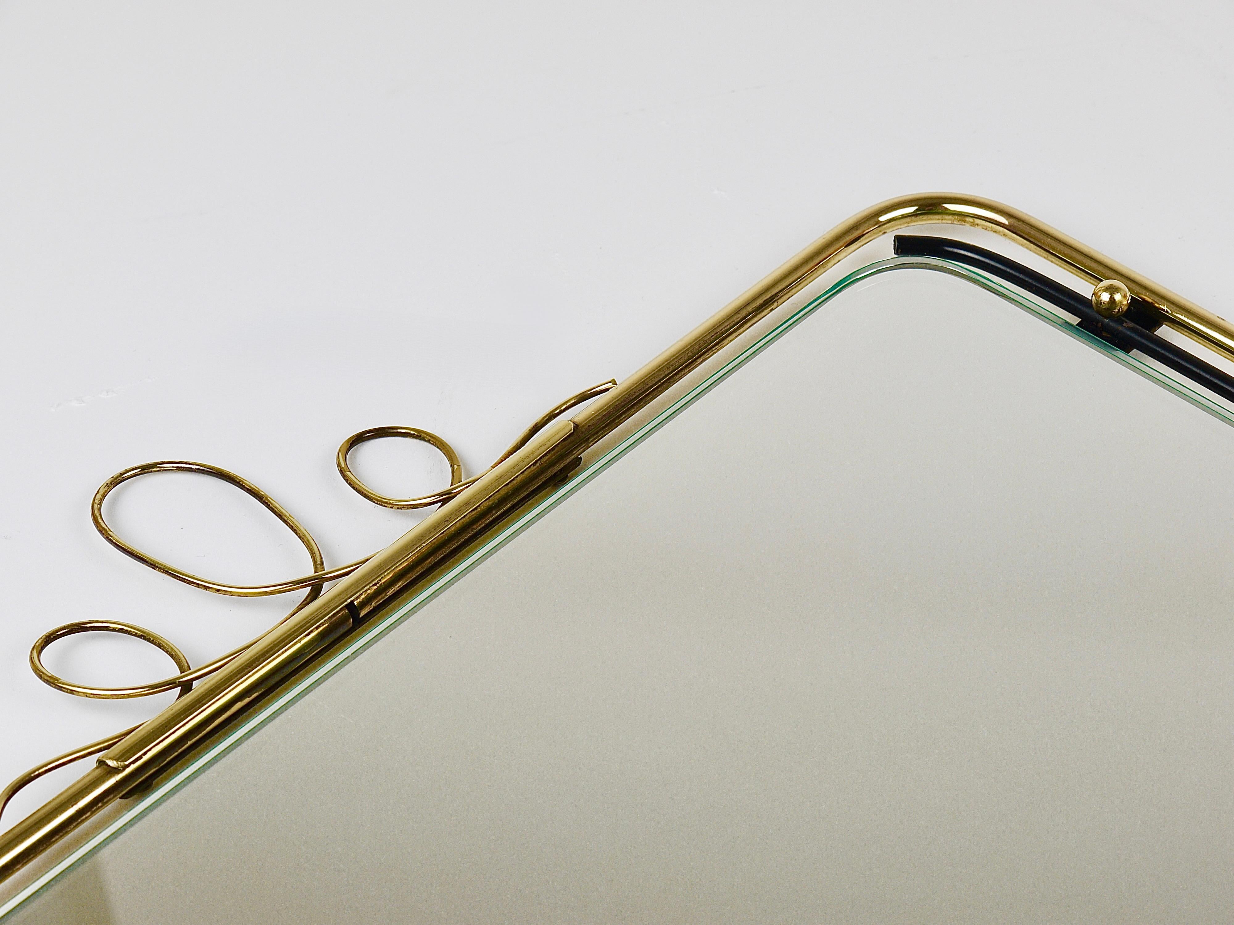 Midcentury Modern Brass Loops Wire Wall mirror, Italy, 1950s For Sale 7