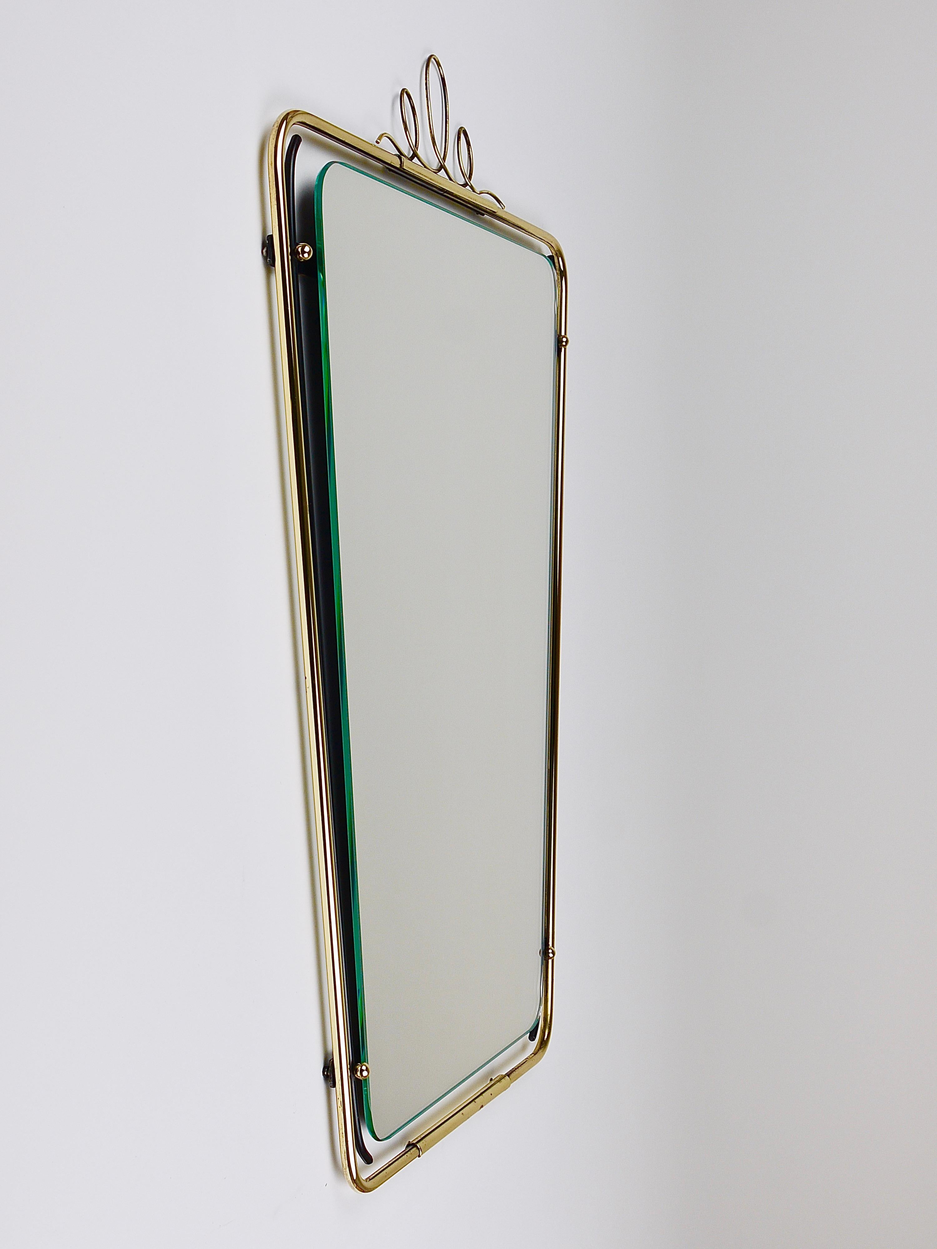 Midcentury Modern Brass Loops Wire Wall mirror, Italy, 1950s For Sale 8