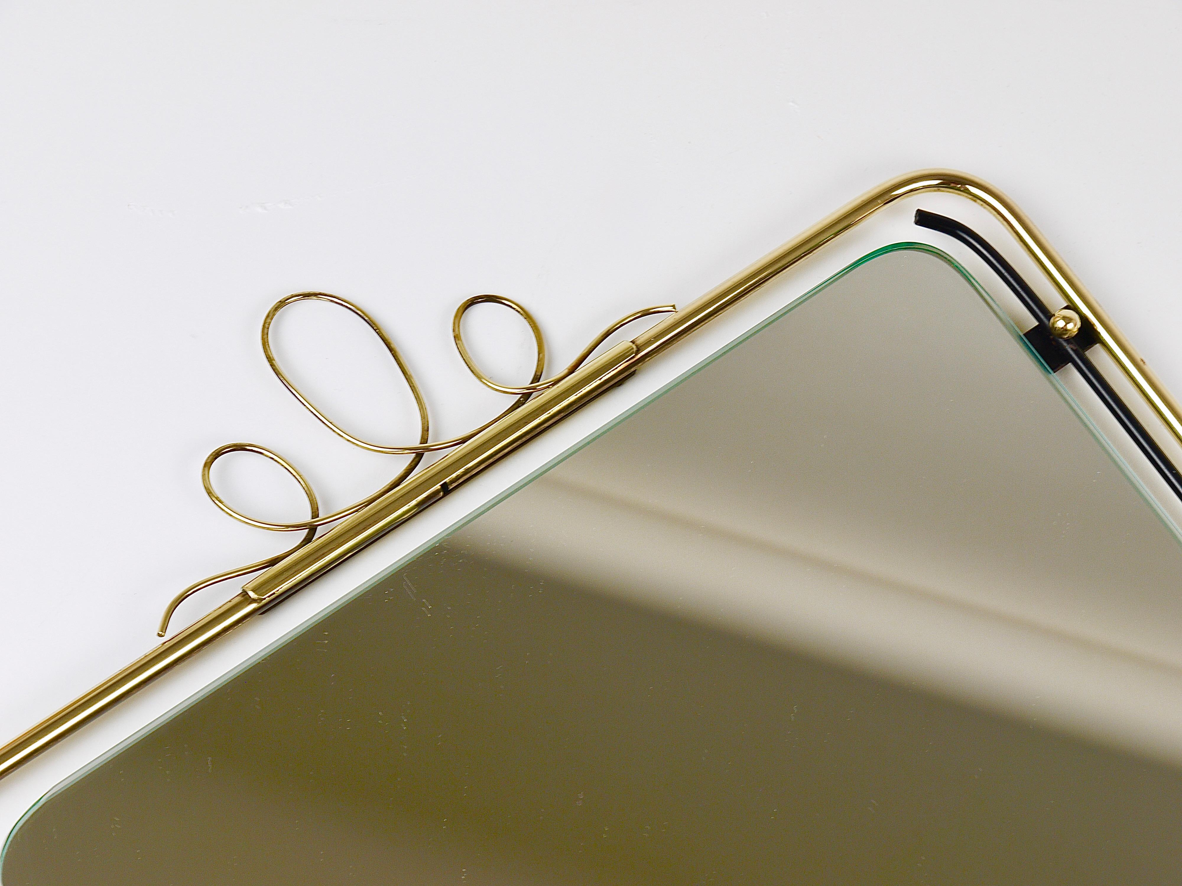 Midcentury Modern Brass Loops Wire Wall mirror, Italy, 1950s For Sale 9