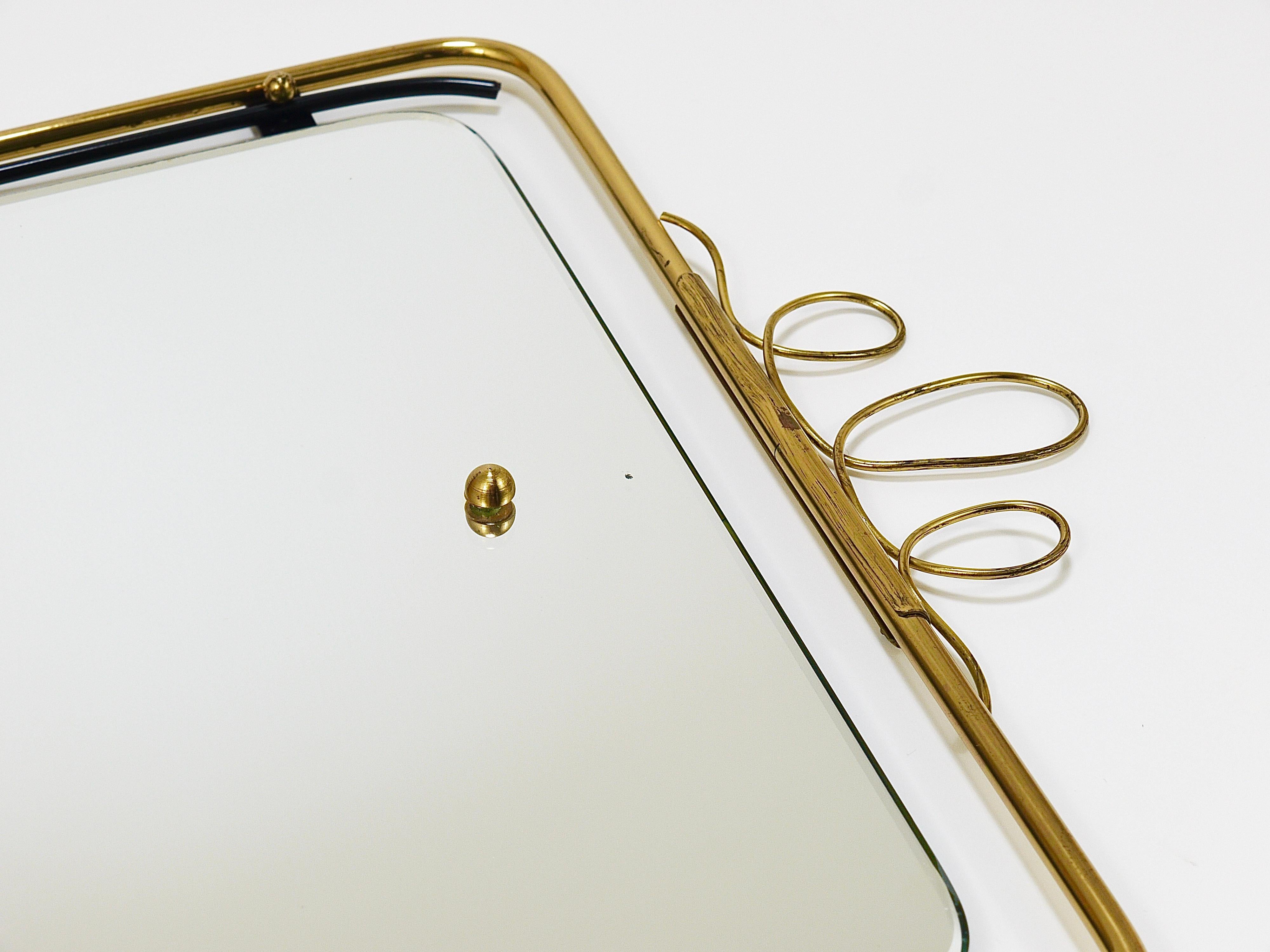 Midcentury Modern Brass Loops Wire Wall mirror, Italy, 1950s For Sale 12