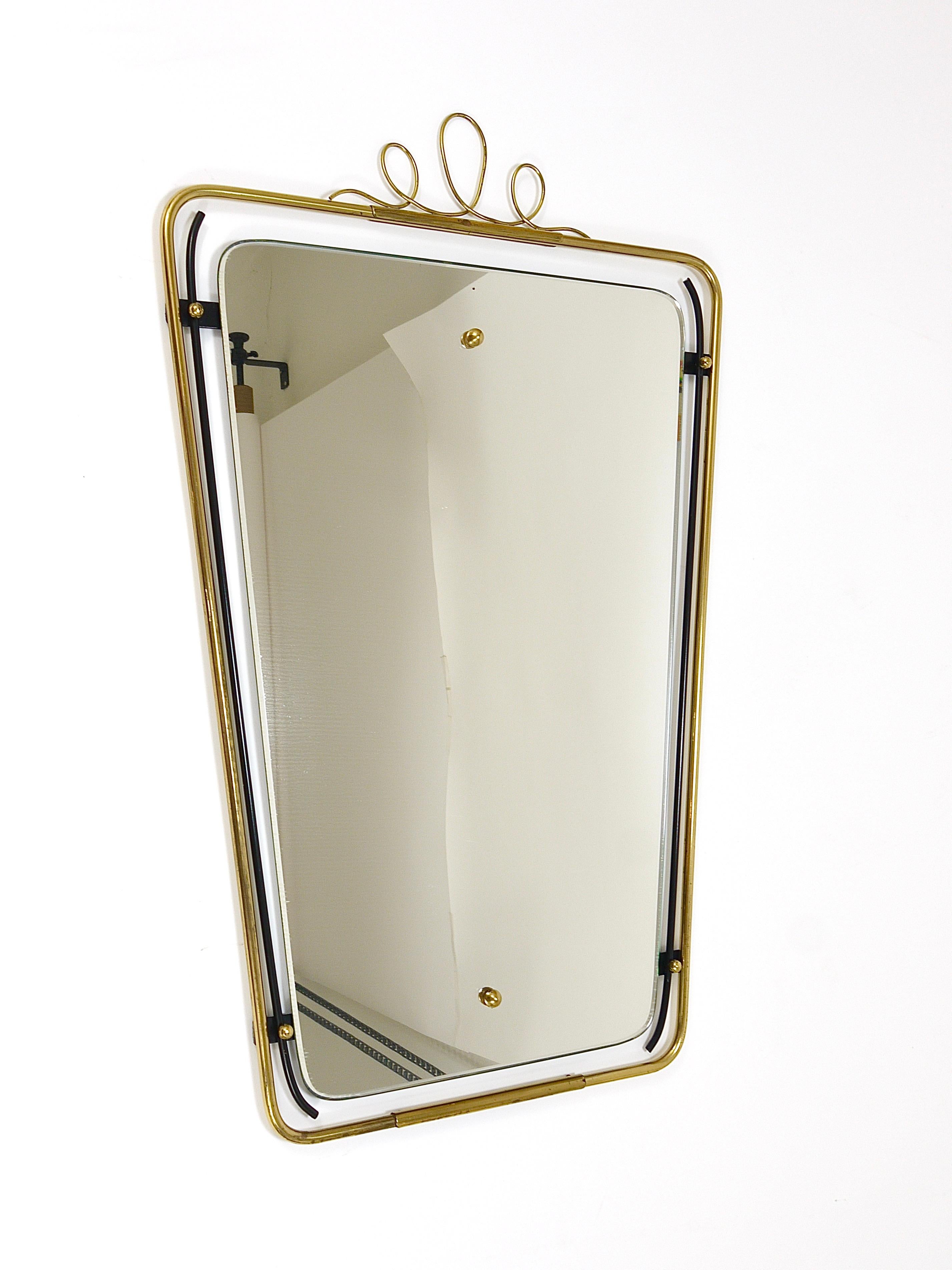 Mid-Century Modern Midcentury Modern Brass Loops Wire Wall mirror, Italy, 1950s For Sale