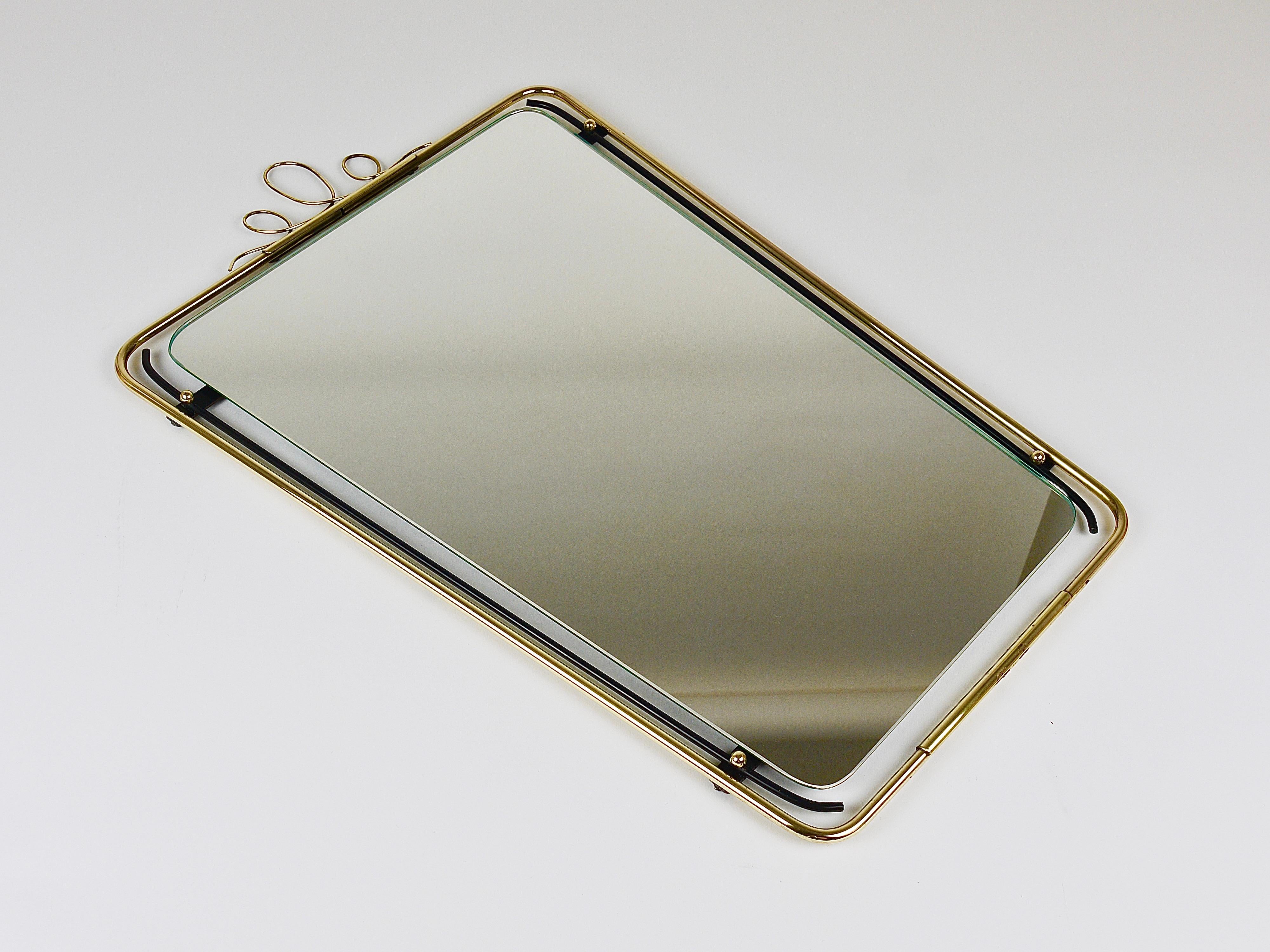 Mid-Century Modern Midcentury Modern Brass Loops Wire Wall mirror, Italy, 1950s For Sale