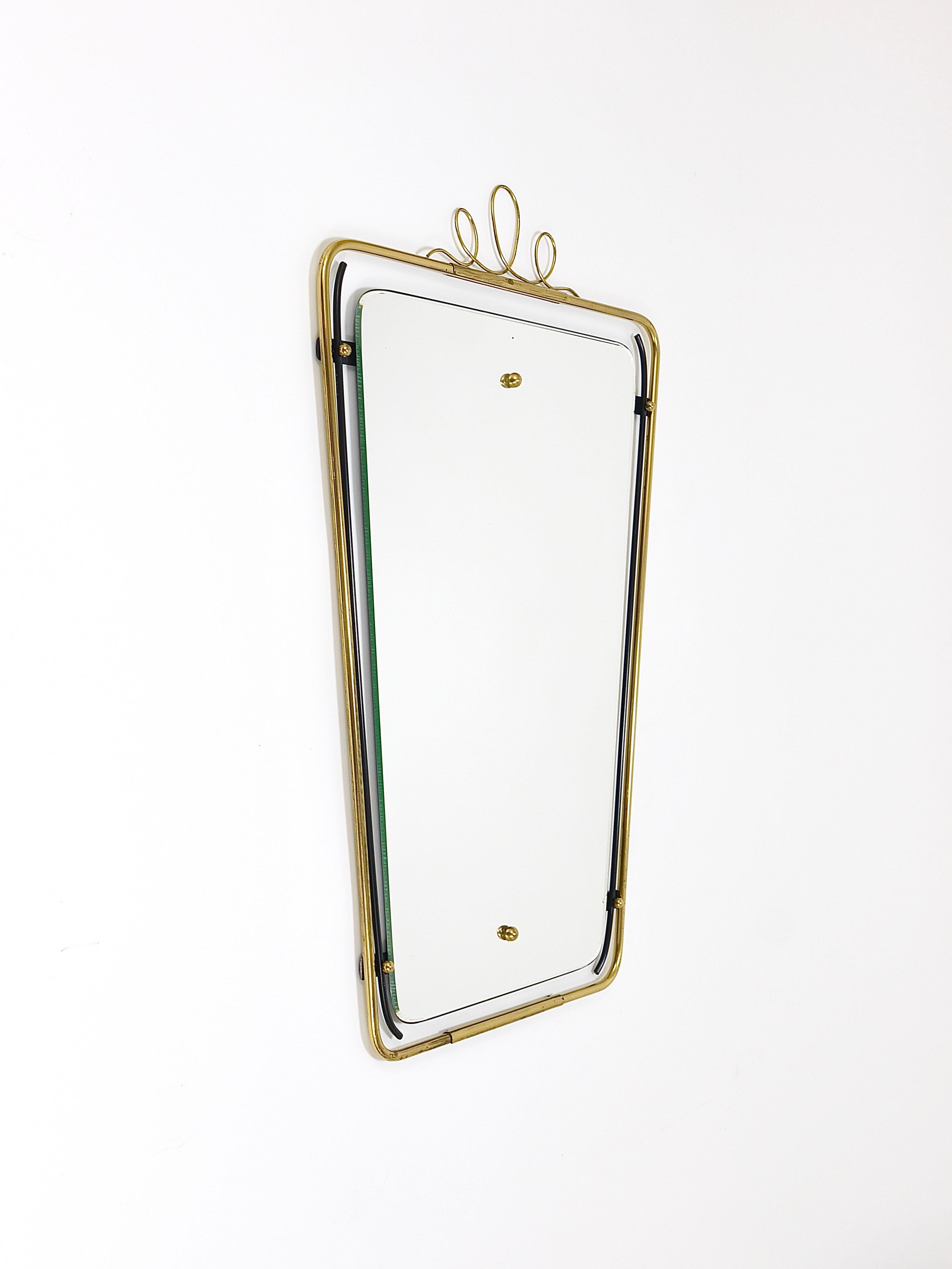Midcentury Modern Brass Loops Wire Wall mirror, Italy, 1950s For Sale 1