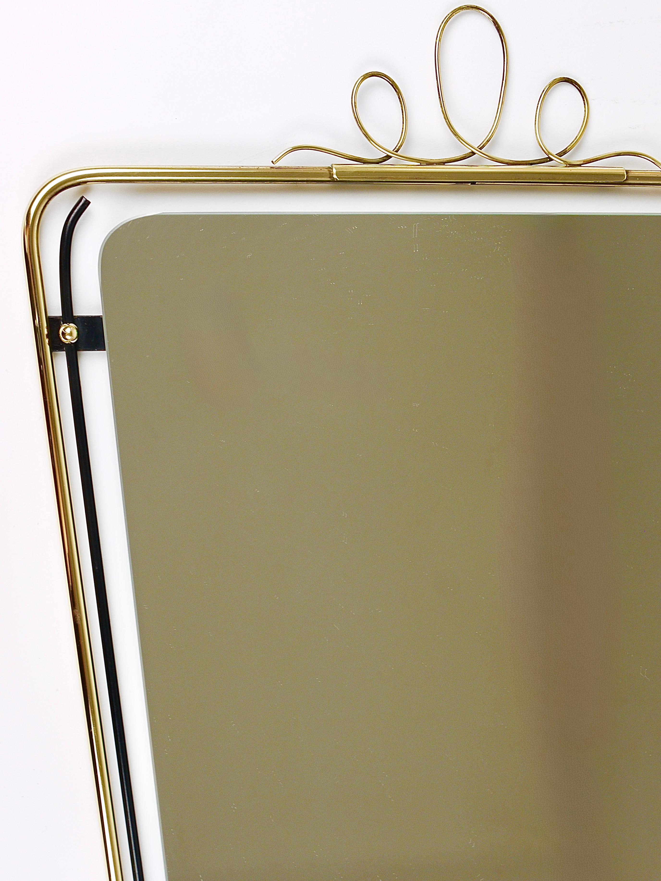 Midcentury Modern Brass Loops Wire Wall mirror, Italy, 1950s For Sale 1