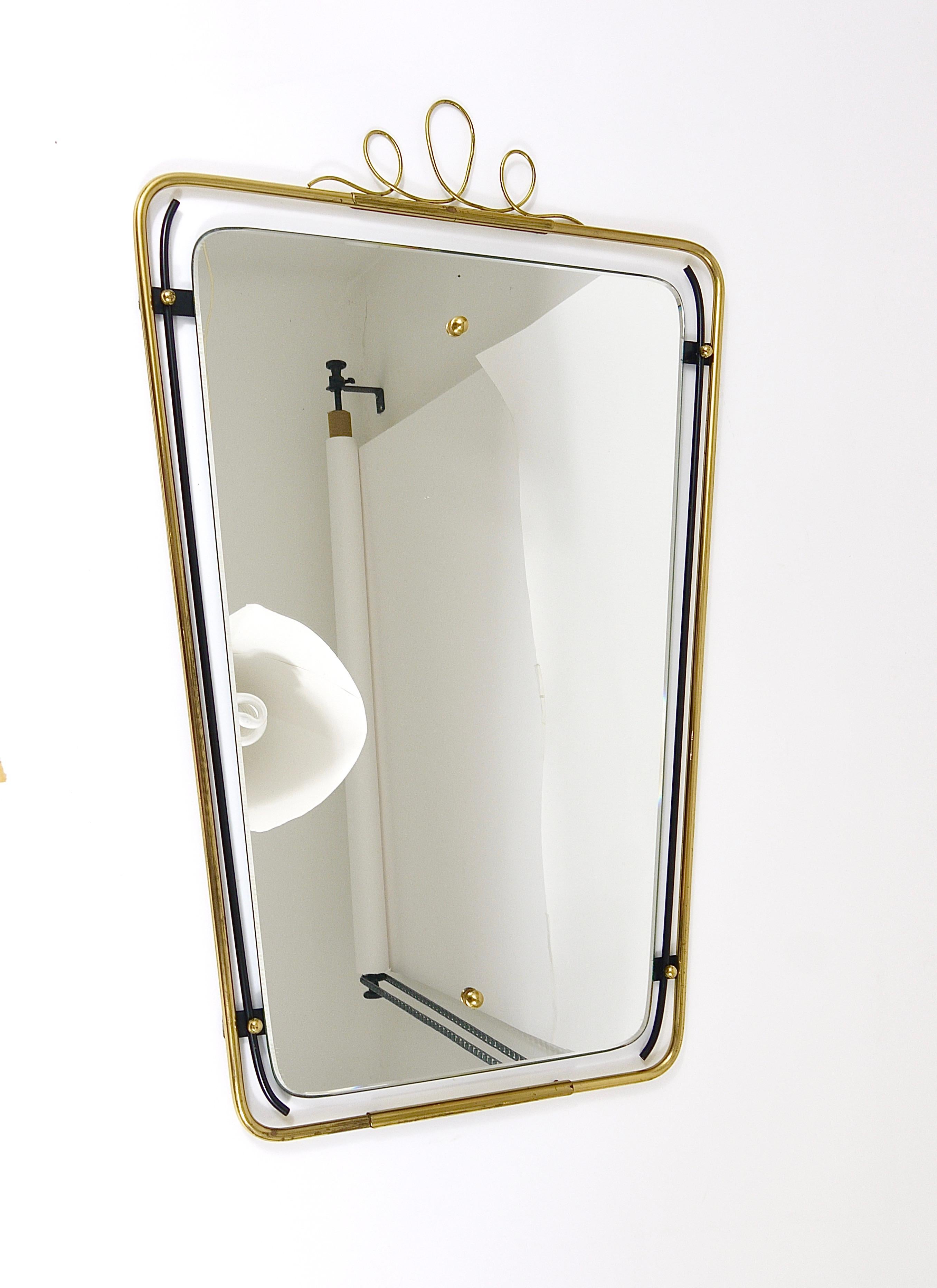 Midcentury Modern Brass Loops Wire Wall mirror, Italy, 1950s For Sale 3