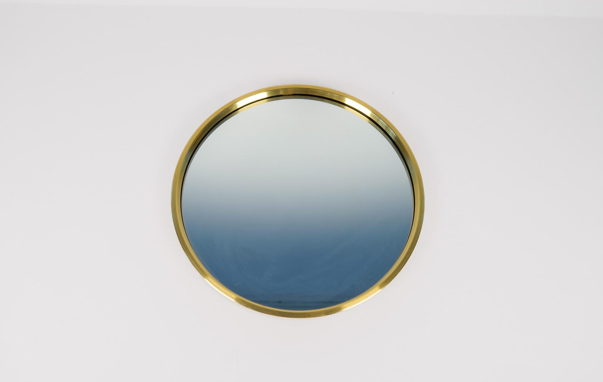 Midcentury Modern Brass Mirror by Glasmäster in Markaryd, Sweden, 1960s In Good Condition For Sale In Hillringsberg, SE