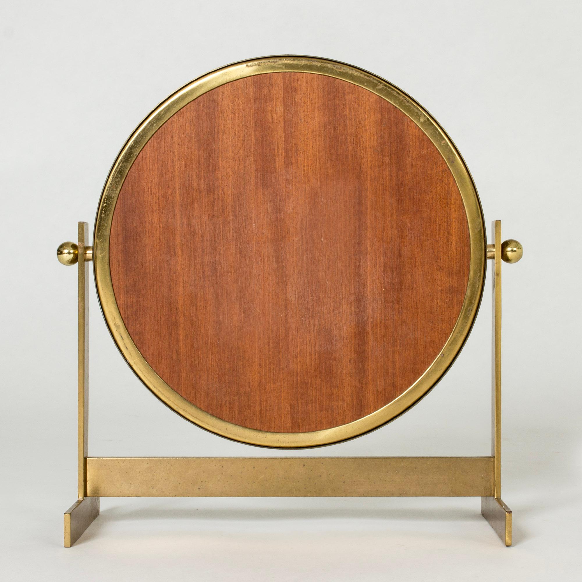 Mid-20th Century Midcentury Modern Brass table mirror from HI-Gruppen, Sweden, 1950s For Sale