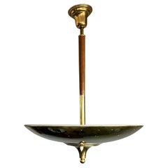 Colgante moderno de mediados de siglo de latón y madera de teca para montaje empotrado by Gerald Thurston