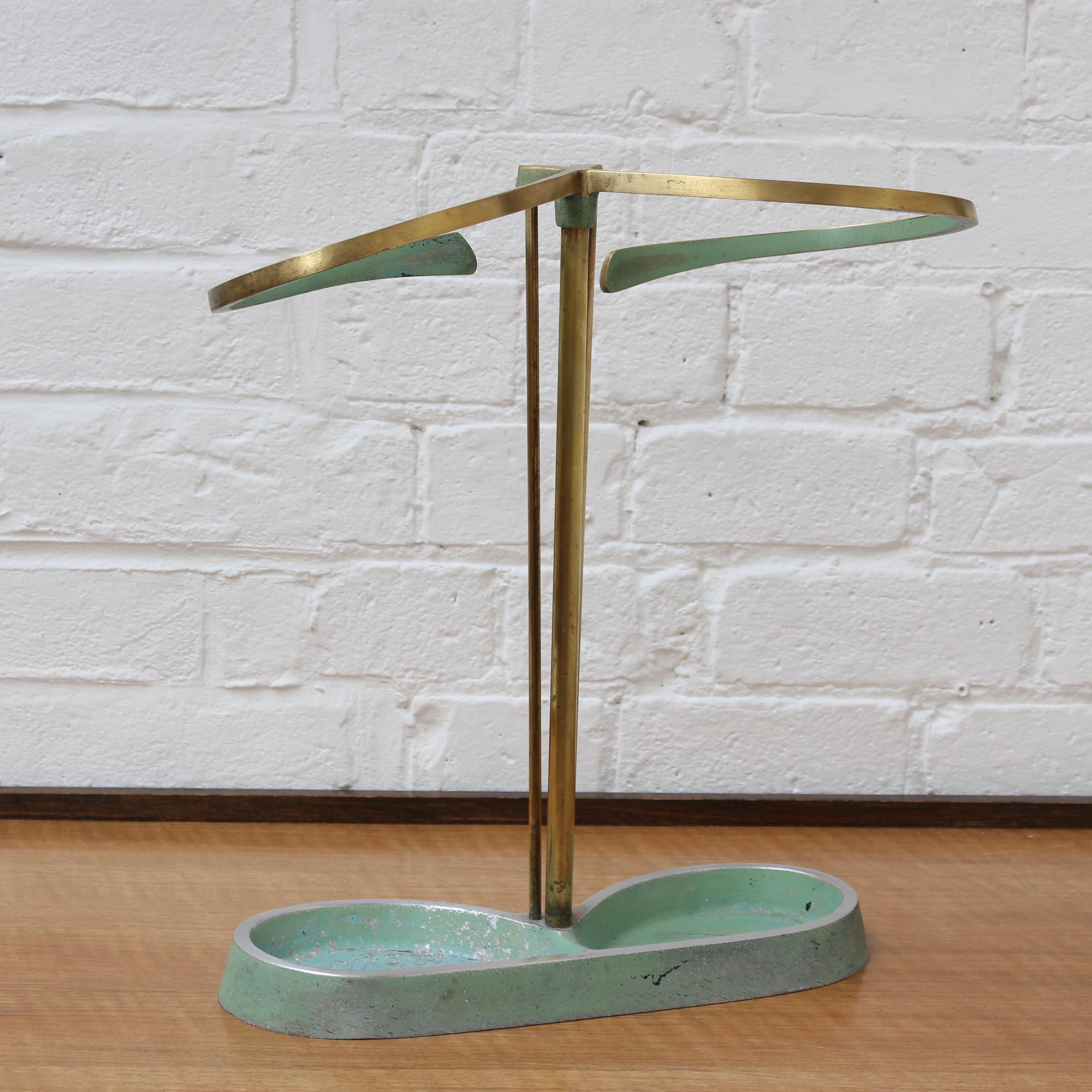 Midcentury Modern Brass Umbrella Stand Attributed to Artes H&H Seefried Steppach In Fair Condition For Sale In London, GB