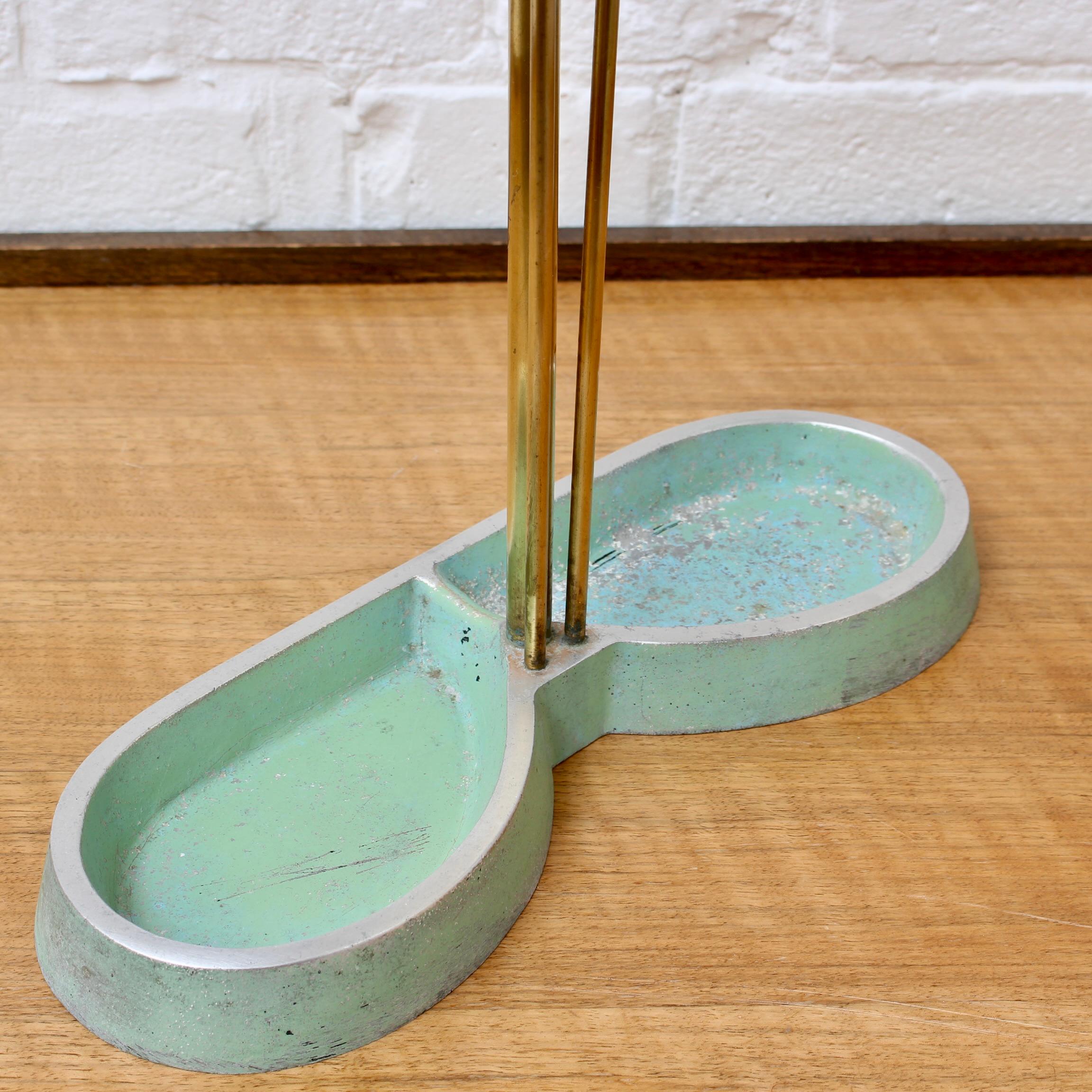 Aluminum Midcentury Modern Brass Umbrella Stand Attributed to Artes H&H Seefried Steppach For Sale
