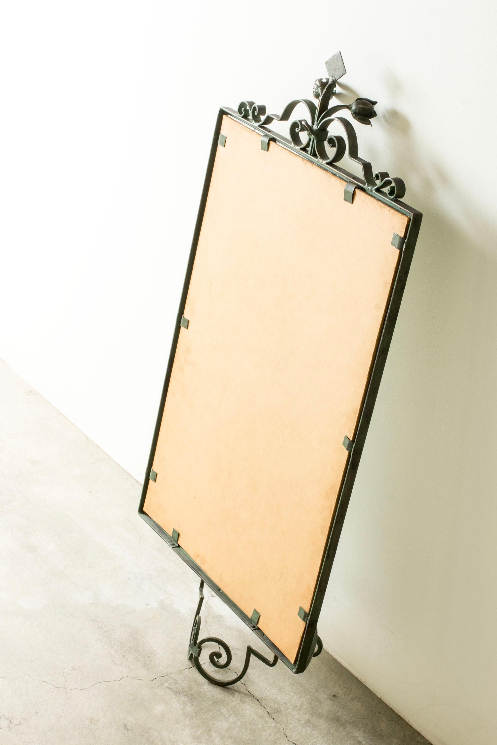 Midcentury Modern Bronze Wall Mirror, Sweden, 1930s For Sale 1