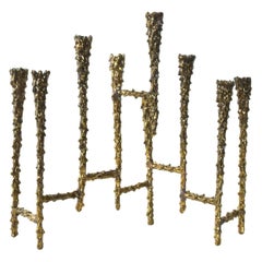 Midcentury Modern Brutalist Tiered Brass Candleholder