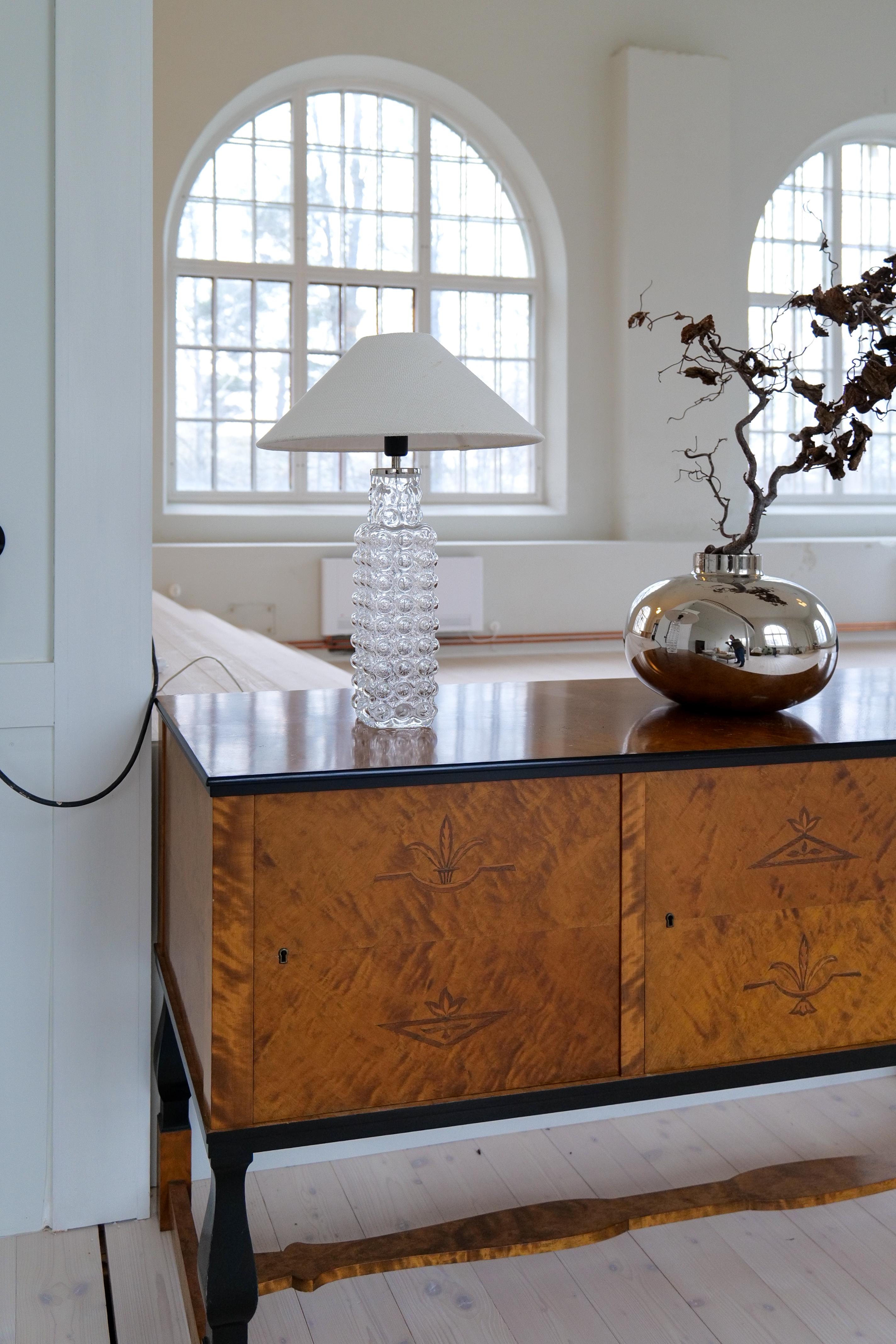 Midcentury Modern Bubble Crystal Rare Table Lamp Orrefors Carl Fagerlund (Schwedisch) im Angebot