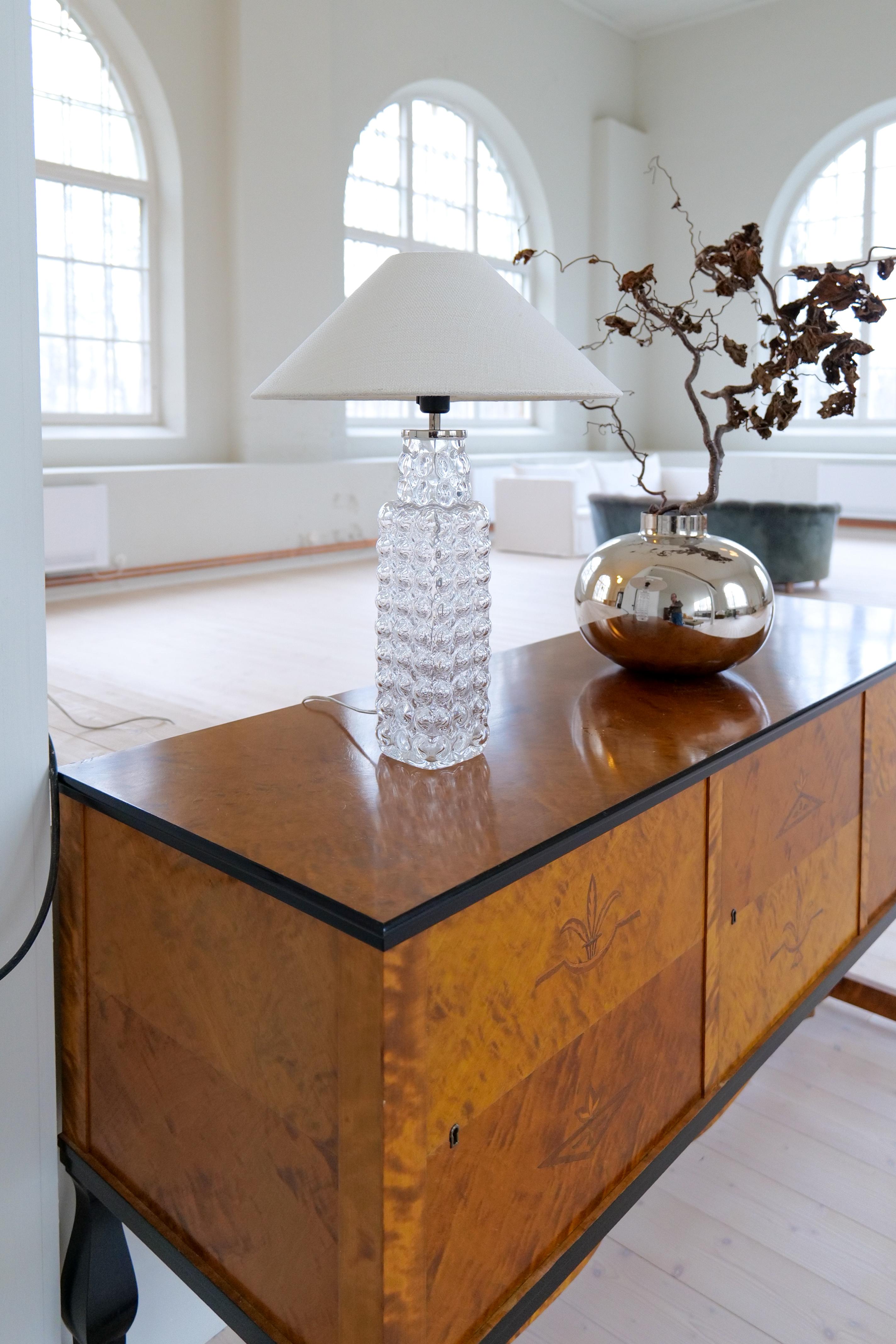 Midcentury Modern Bubble Crystal Rare Table Lamp Orrefors Carl Fagerlund (Handgefertigt) im Angebot