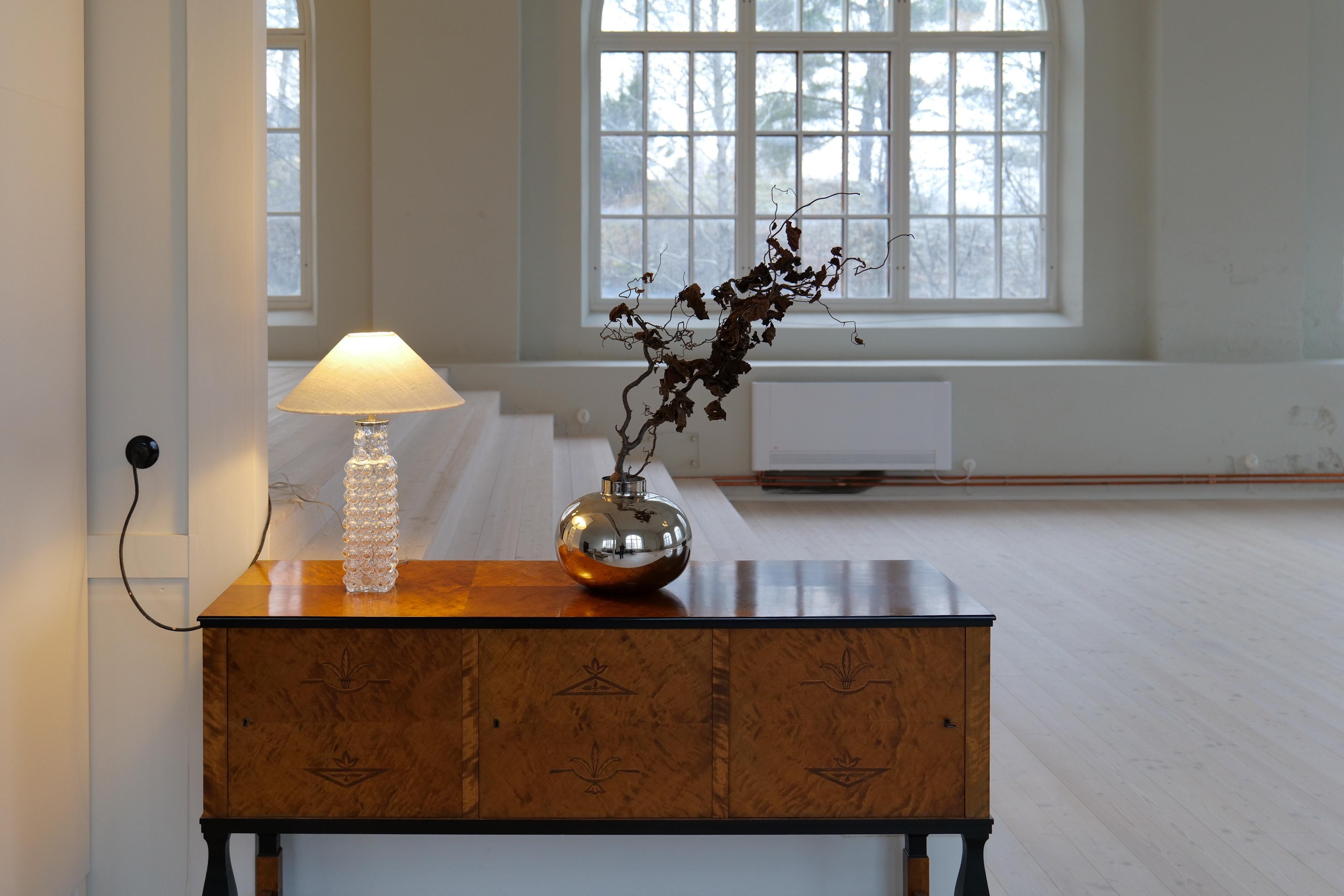 Midcentury Modern Bubble Crystal Rare Table Lamp Orrefors Carl Fagerlund (Mitte des 20. Jahrhunderts) im Angebot