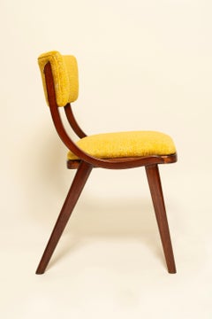 Chaise Bumerang moderne du milieu du siècle, Jacquard Spiriti jaune - Dedar, Pologne, années 1960