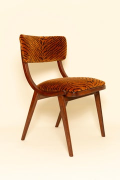 Mid Century Modern Bumerang Chair, Tiger Speaking Velvet - Dedar, Poland, 1960s