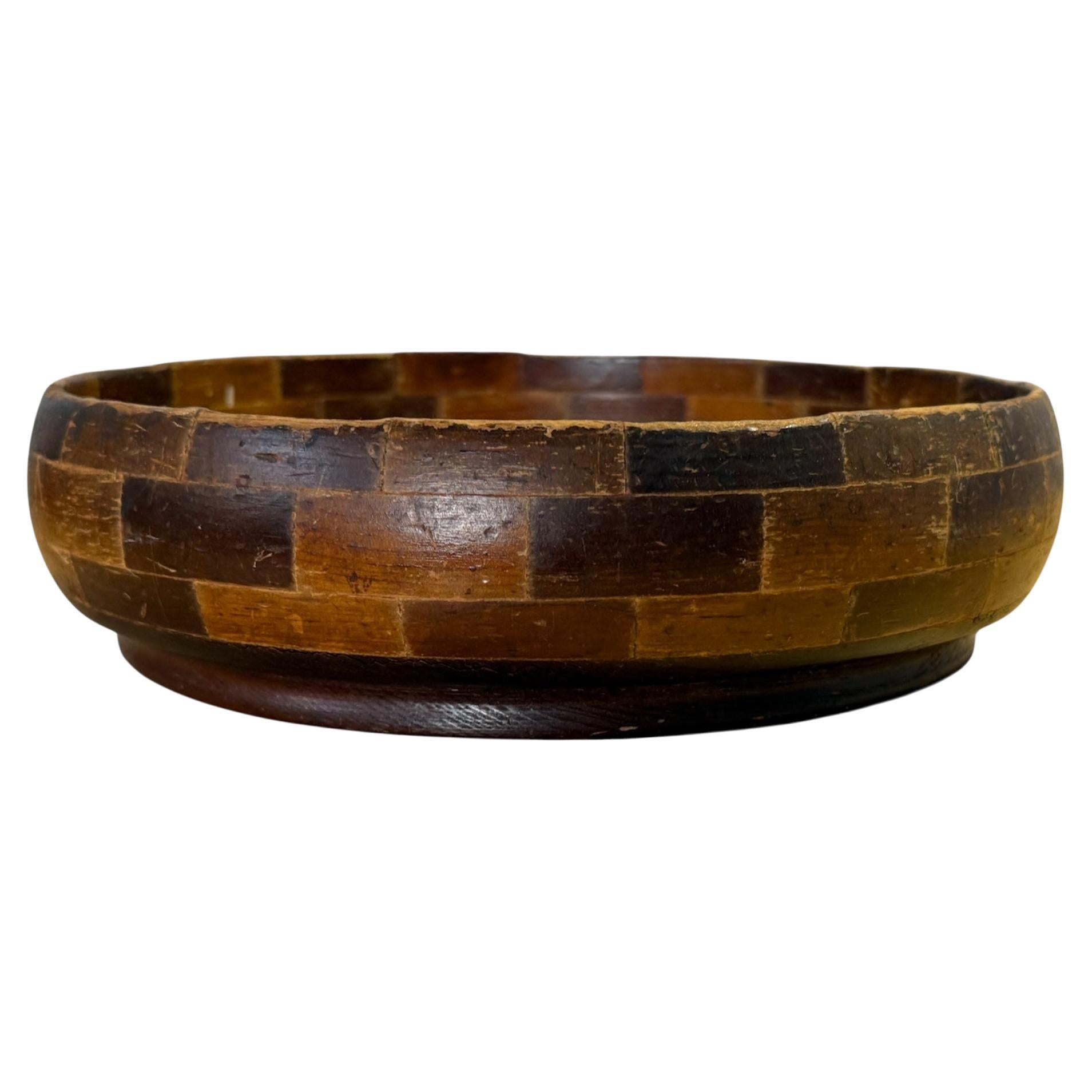 Midcentury Modern Butcher Block Danish Modern Style Decorative Bowl For Sale