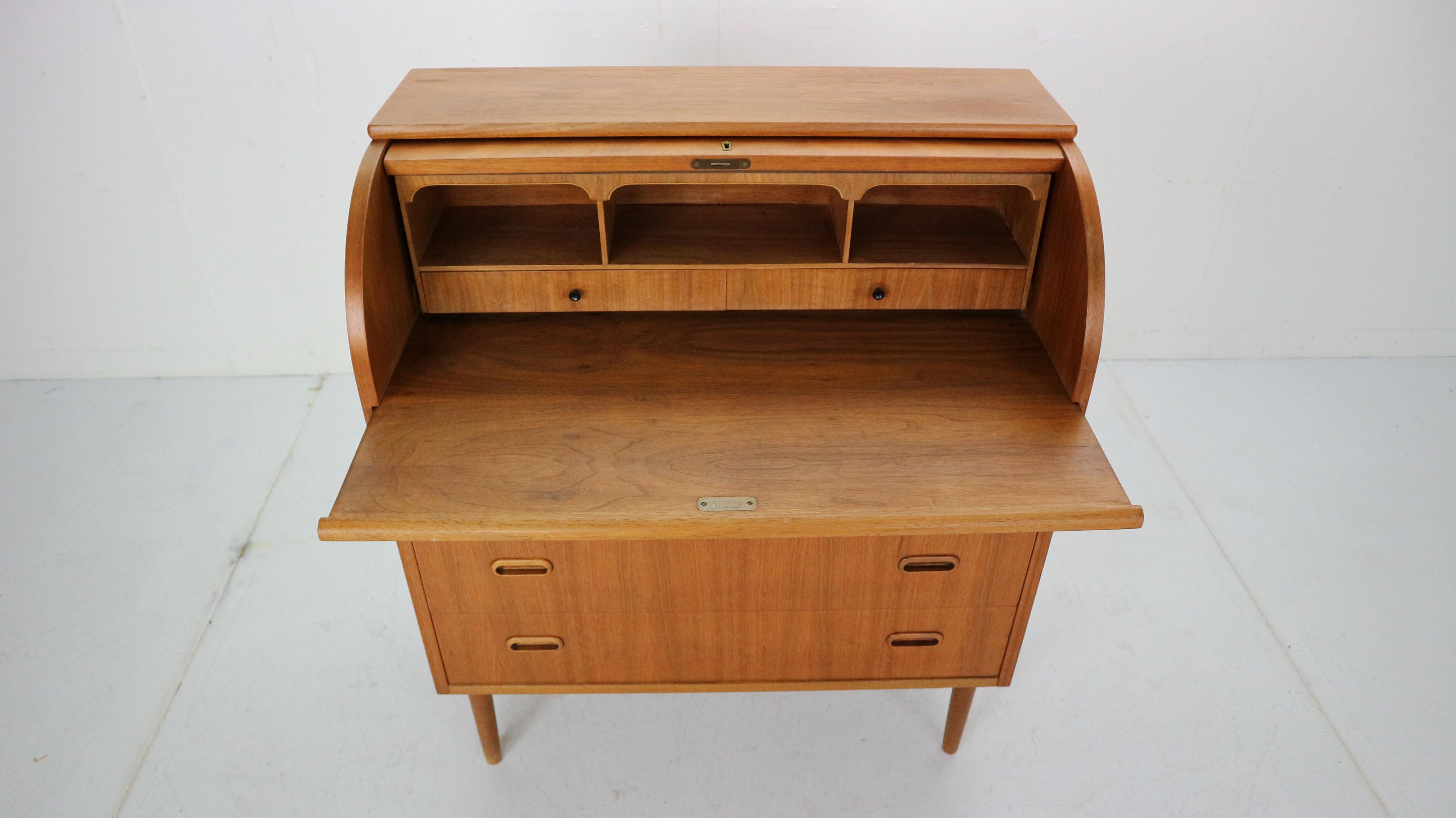 Mid-Century Modern by Egon Ostergaard Rolltop Secretary Desk, 1970 1