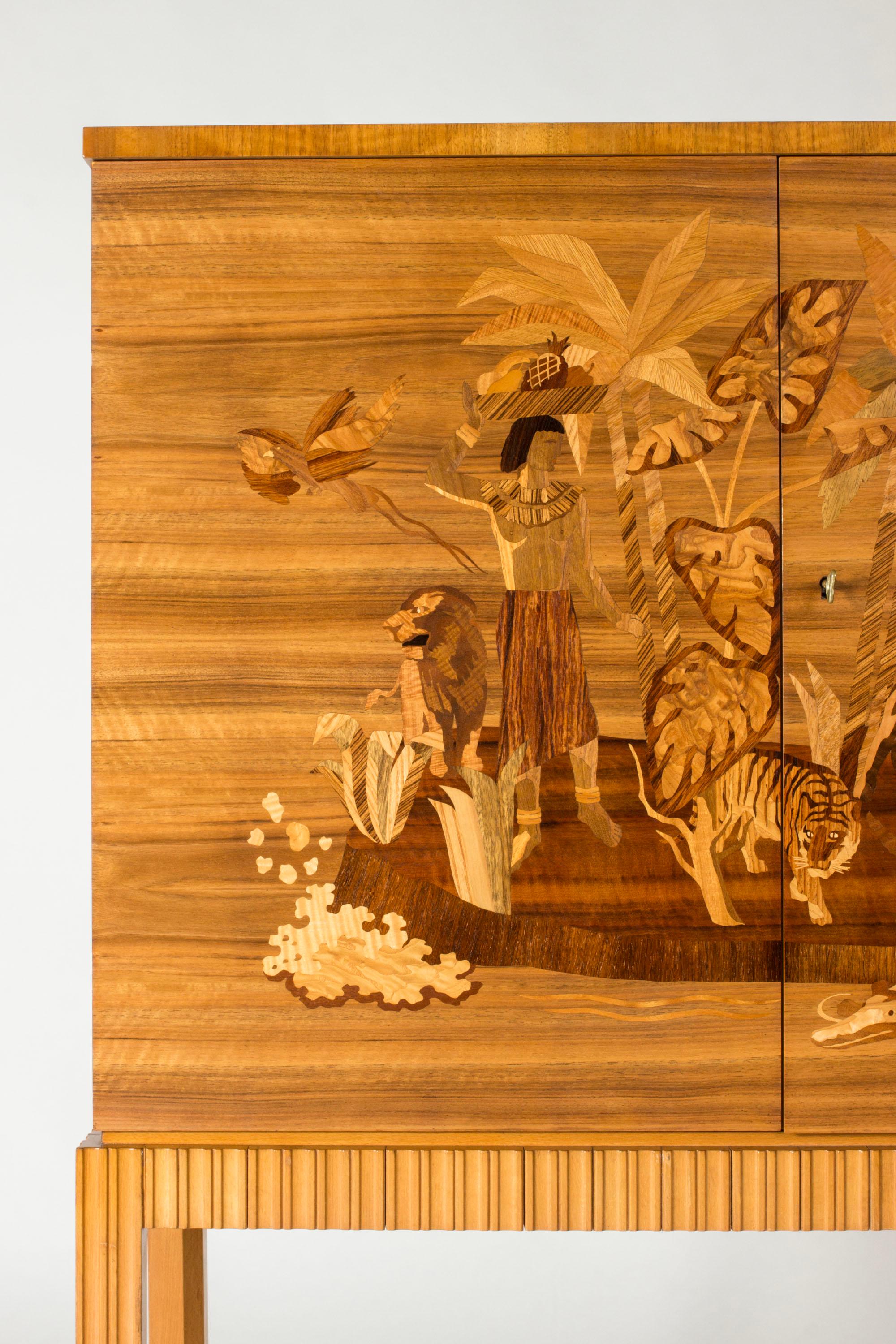 Armoire moderne du milieu du siècle par Erik Matsson, Mjölby Intarsia, Suède, années 1940 Bon état - En vente à Stockholm, SE