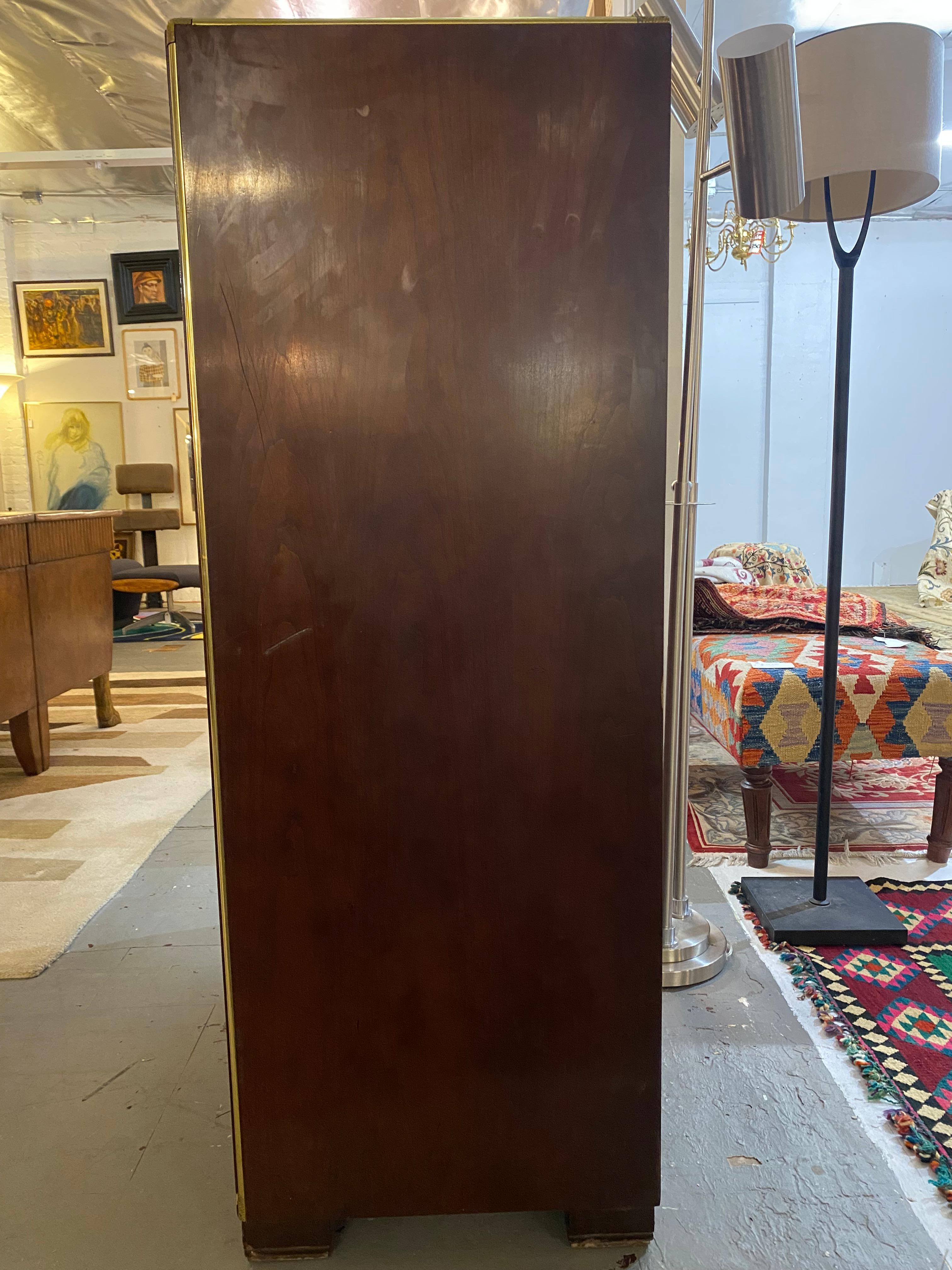 American Midcentury Modern Campaign-Style Rosewood Highboy Dresser by Baker