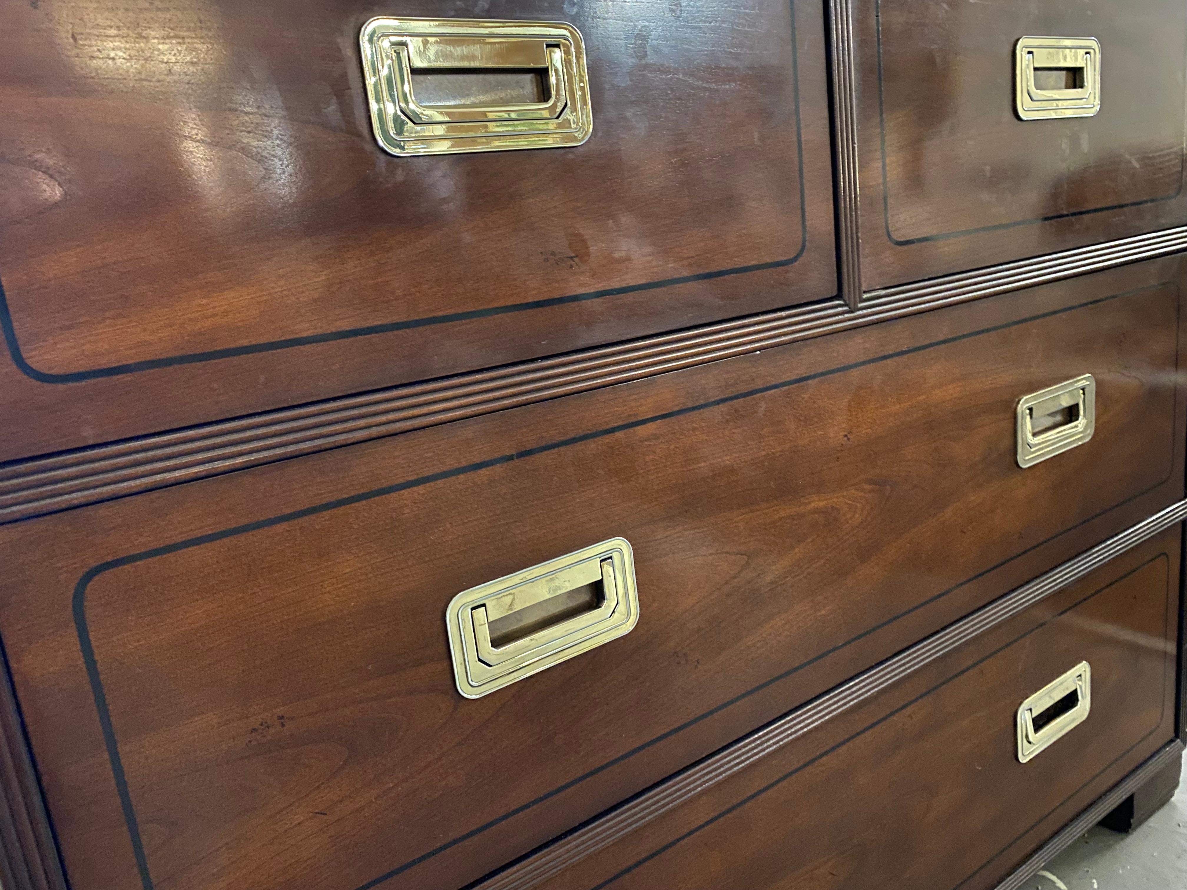 Midcentury Modern Campaign-Style Rosewood Highboy Dresser by Baker 2