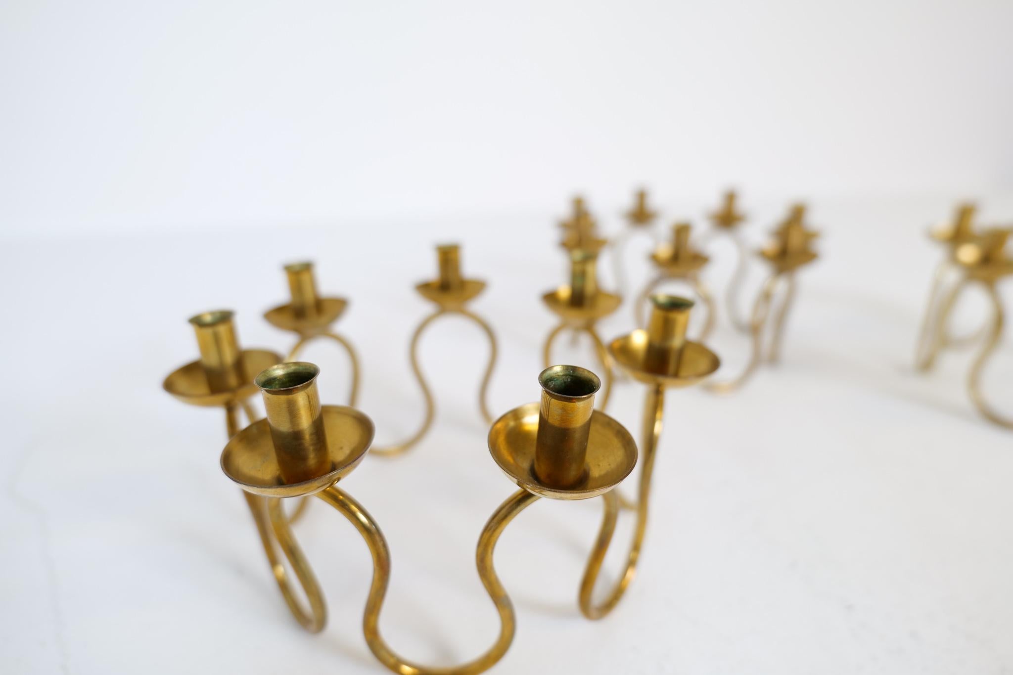 Mid-Century Modern Candlesticks in Brass by Lars Holmström in Arvika, Sweden  4