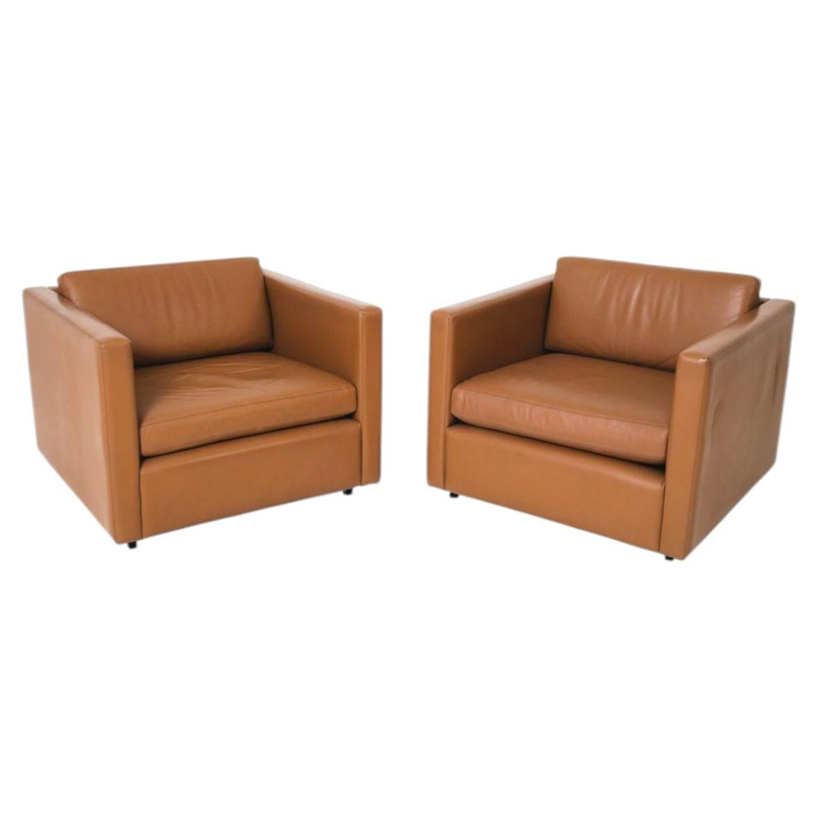 Midcentury Modern Caramel Club Chairs by Charles Pfister for Knoll - A Pair